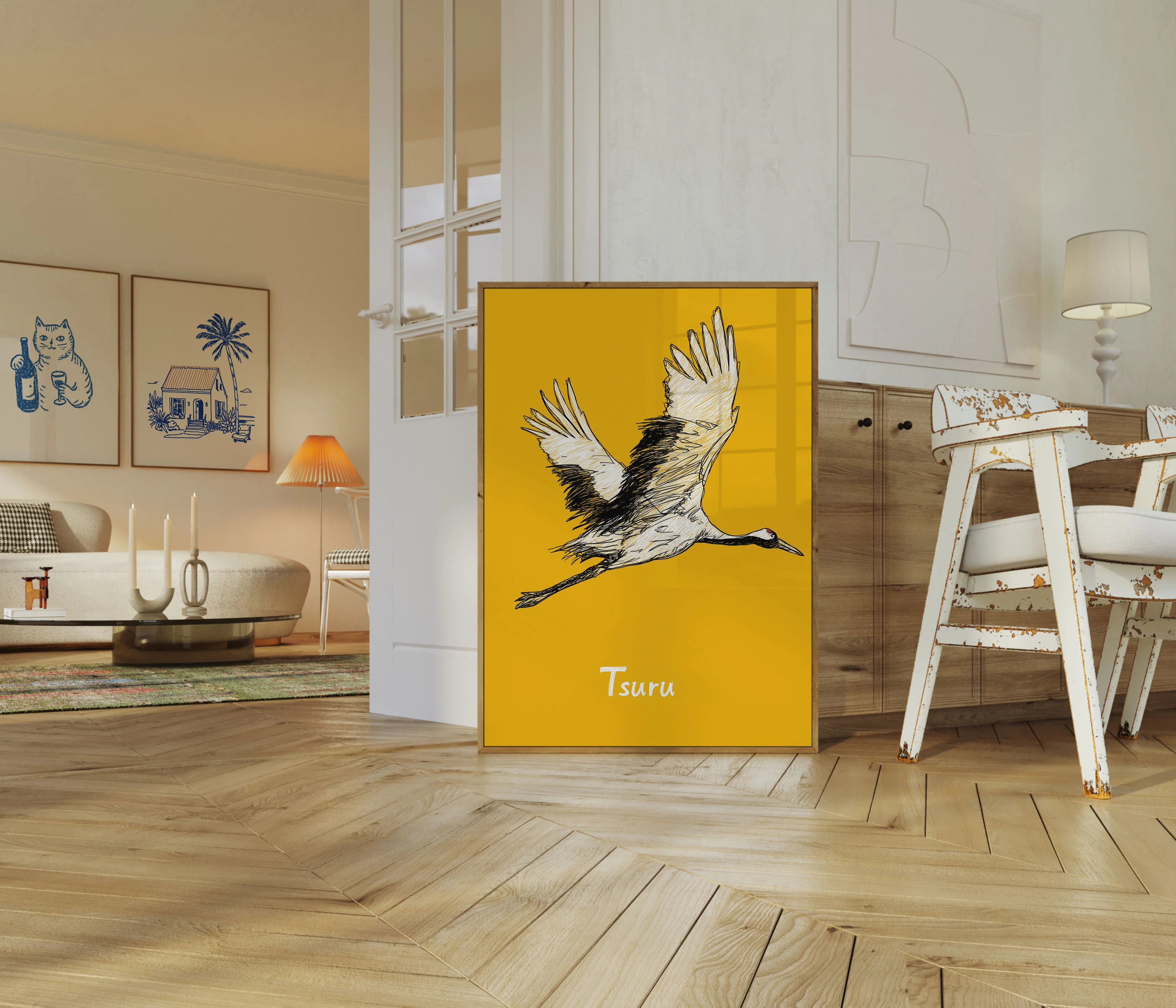 Japanese Crane in Flight Poster - Image 5
