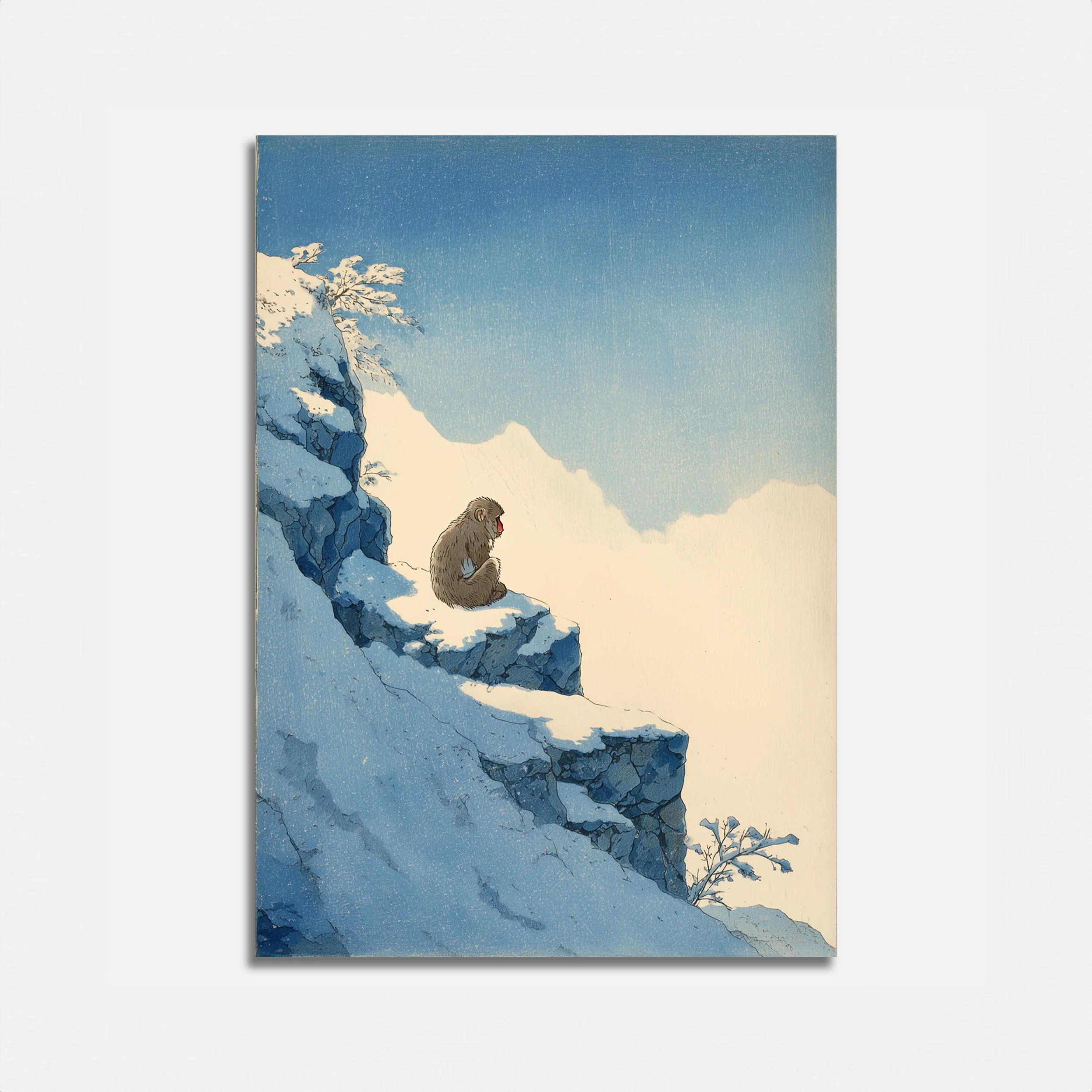 Japanese Monkey Mountain Snow Poster