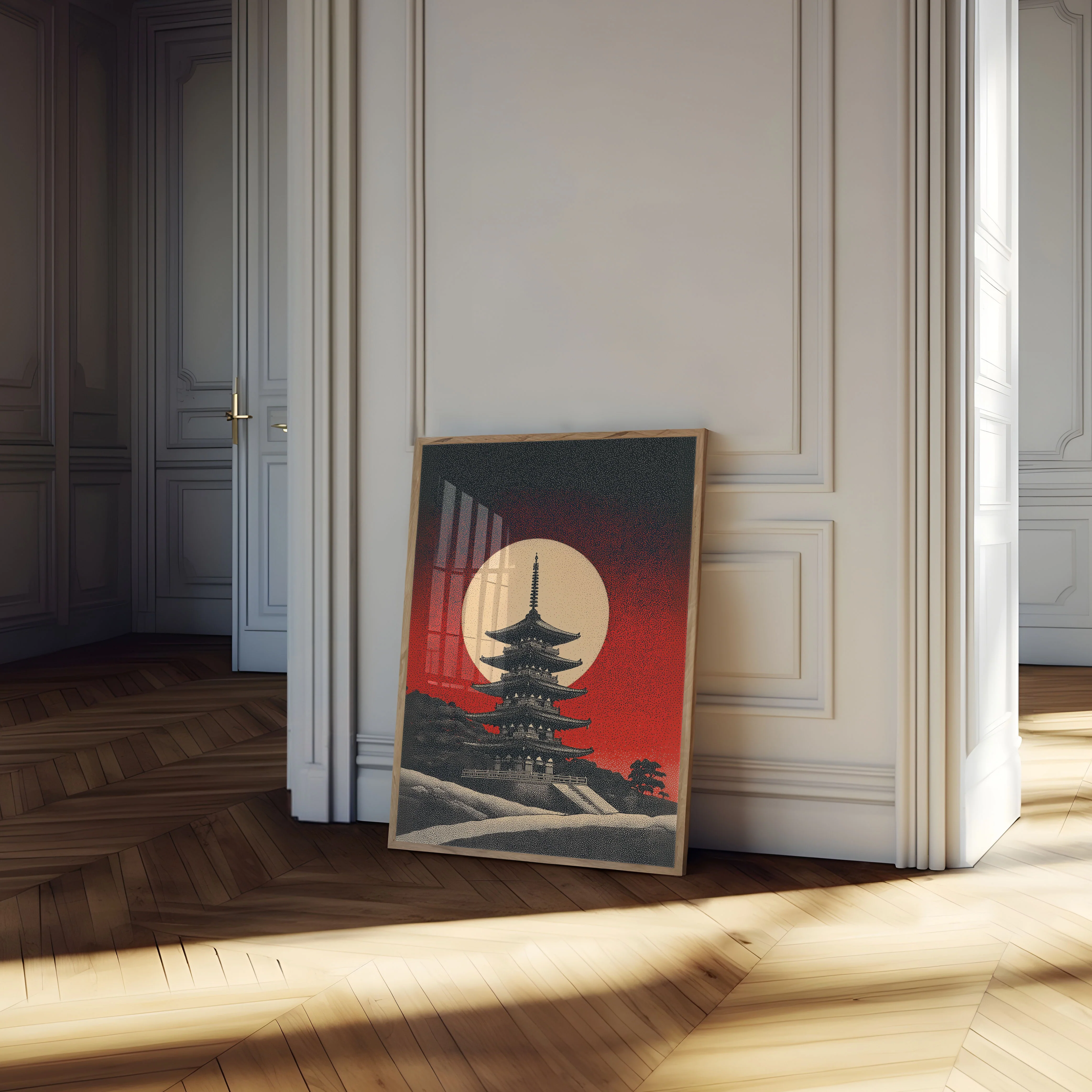 Japanese Pagoda Moon Rising Poster - Image 4