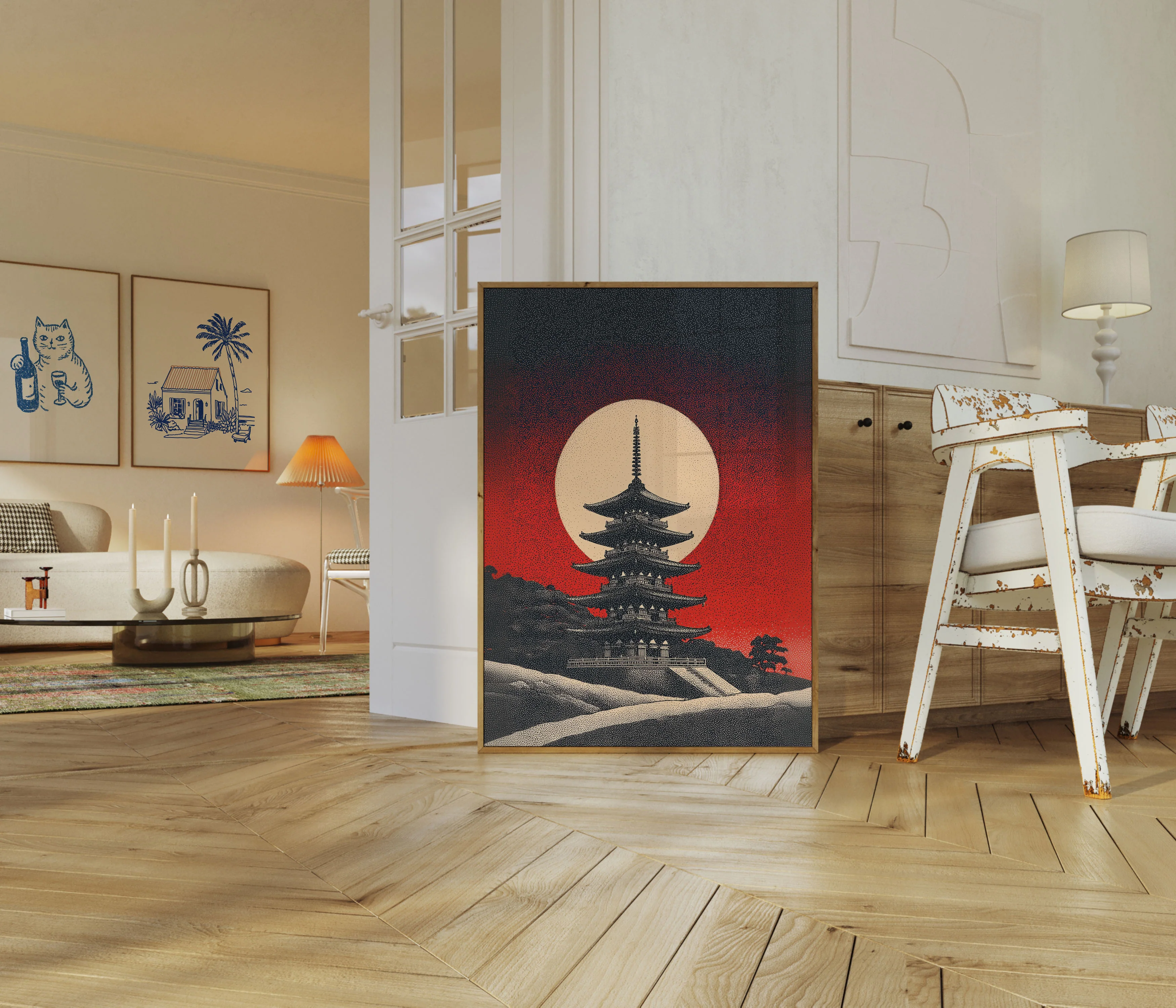 Japanese Pagoda Moon Rising Poster - Image 5
