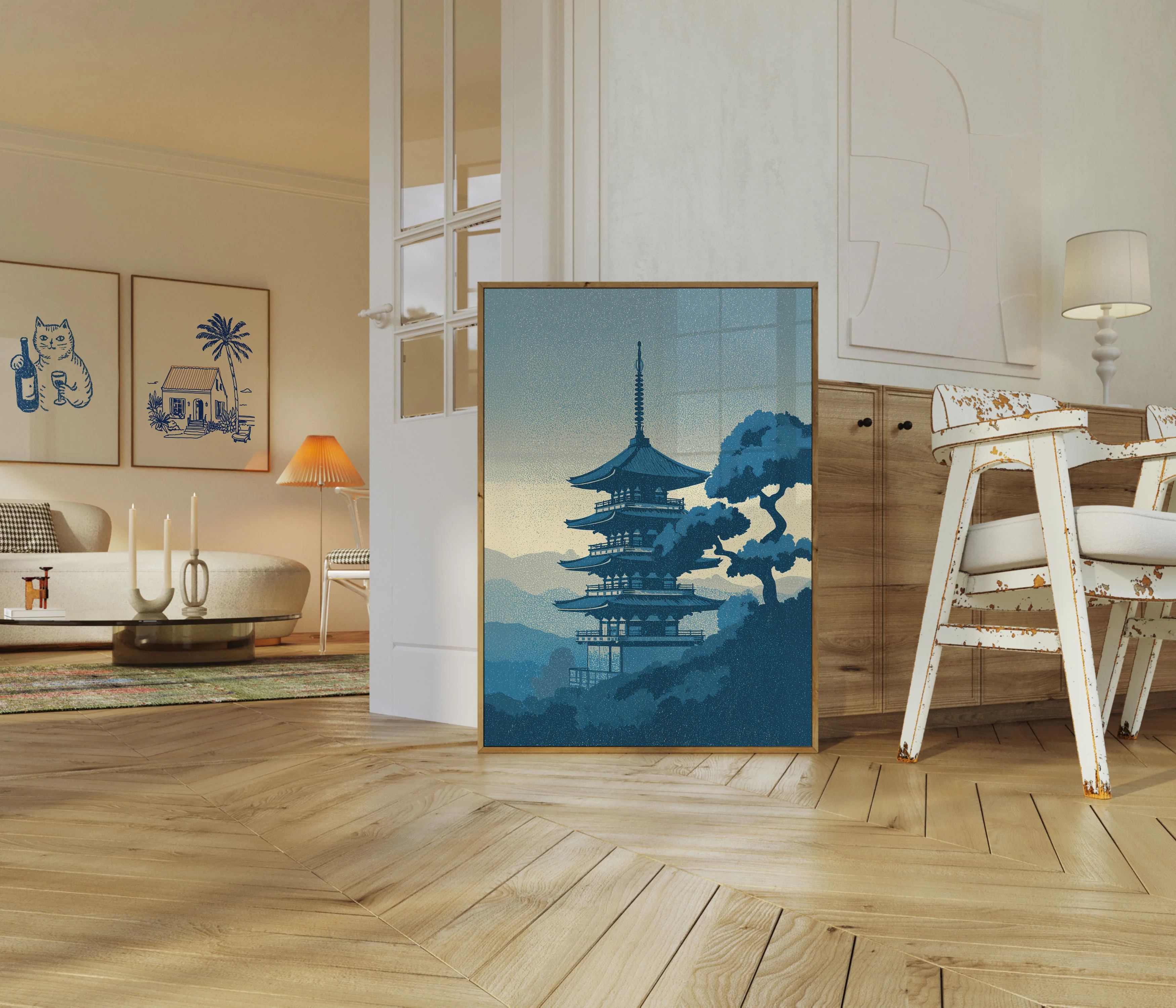 Japanese Pagoda Mountain Landscape Poster - Image 5