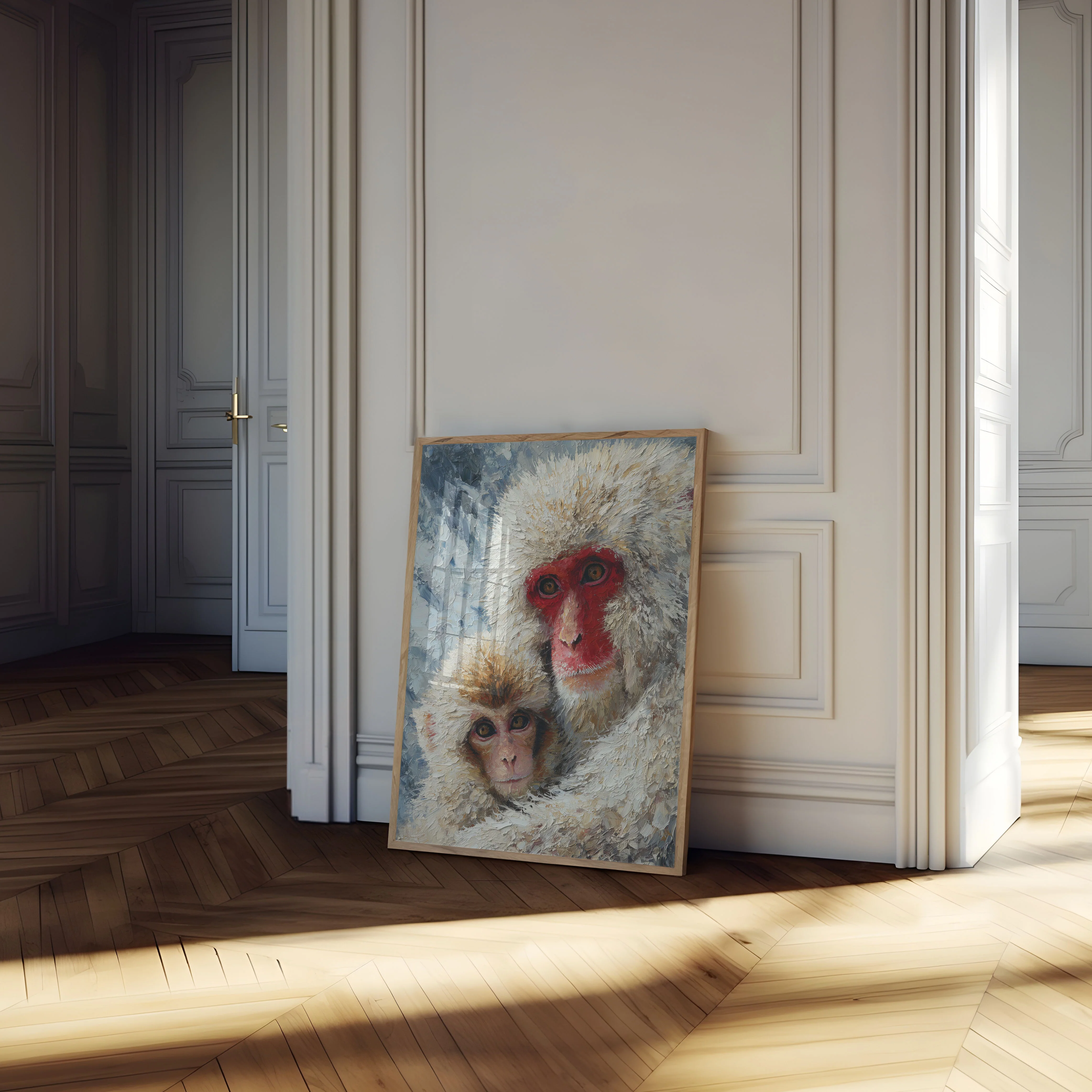 Japanese Snow Monkey Portrait Poster - Image 4