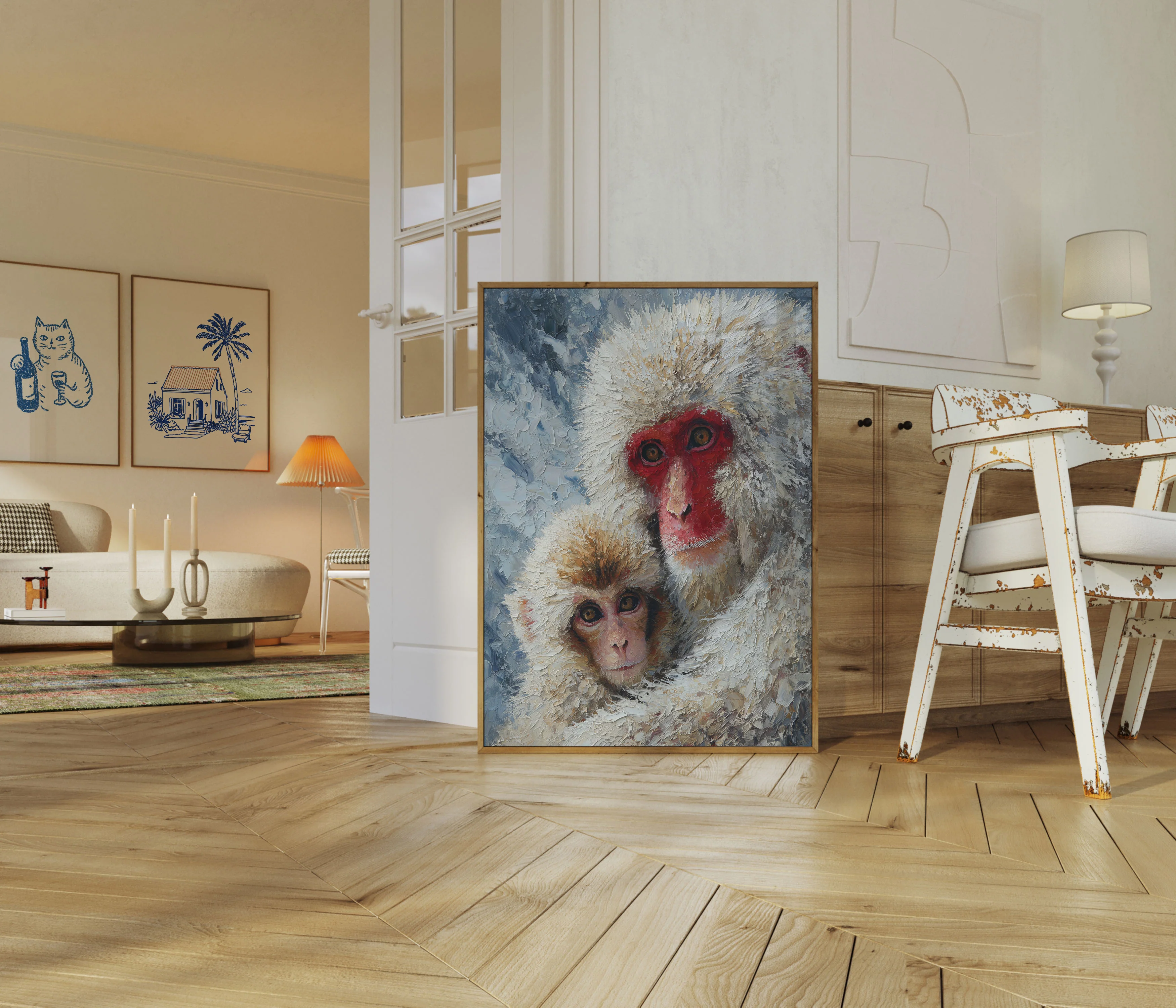 Japanese Snow Monkey Portrait Poster - Image 5