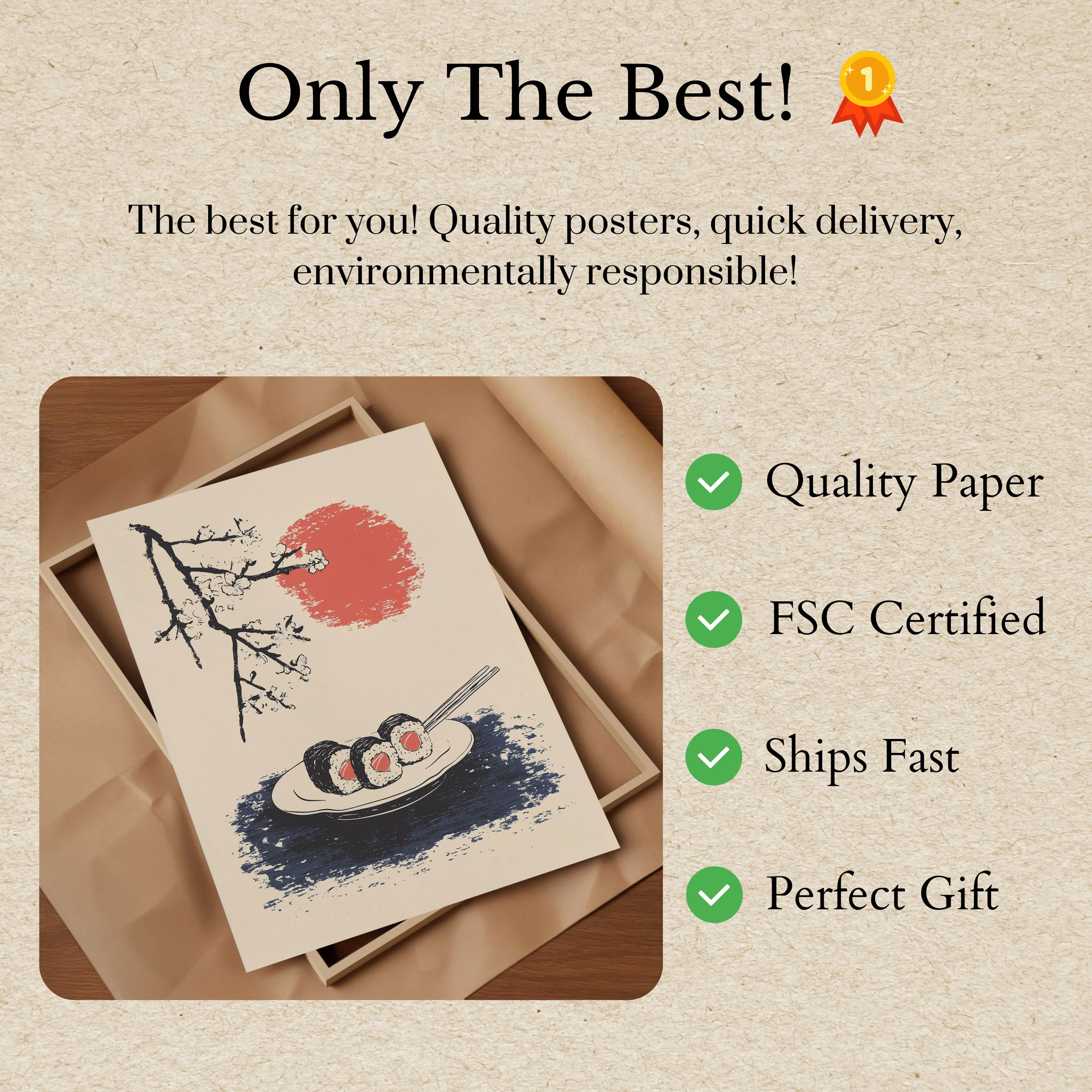 Japanese Sushi and Sun Poster - Image 3