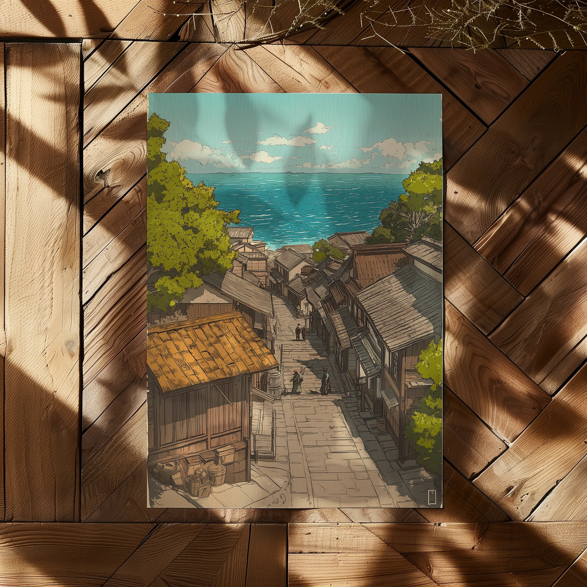Japanese Village by the Sea – Poster - Image 3