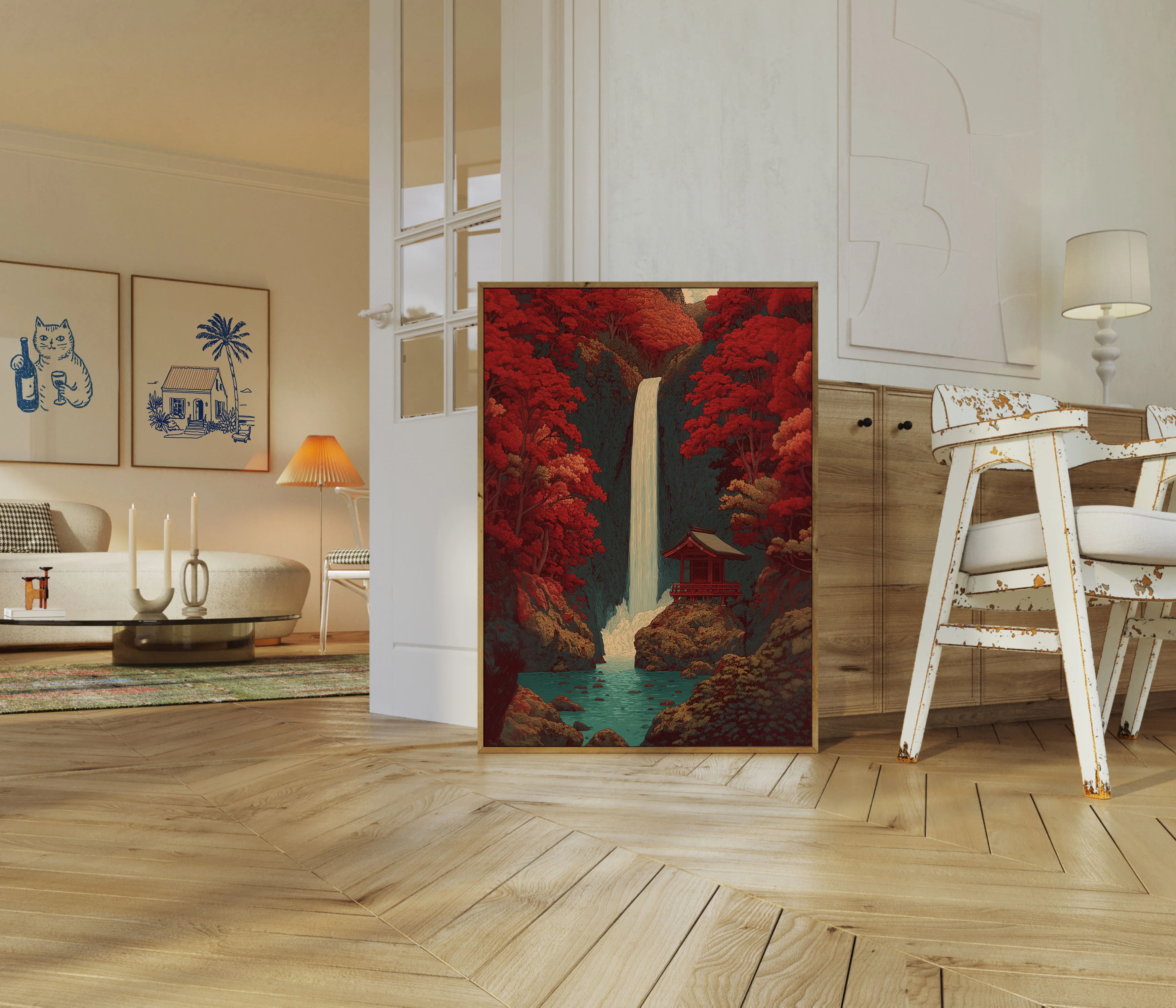 Japanese Waterfall Temple Poster - Image 5