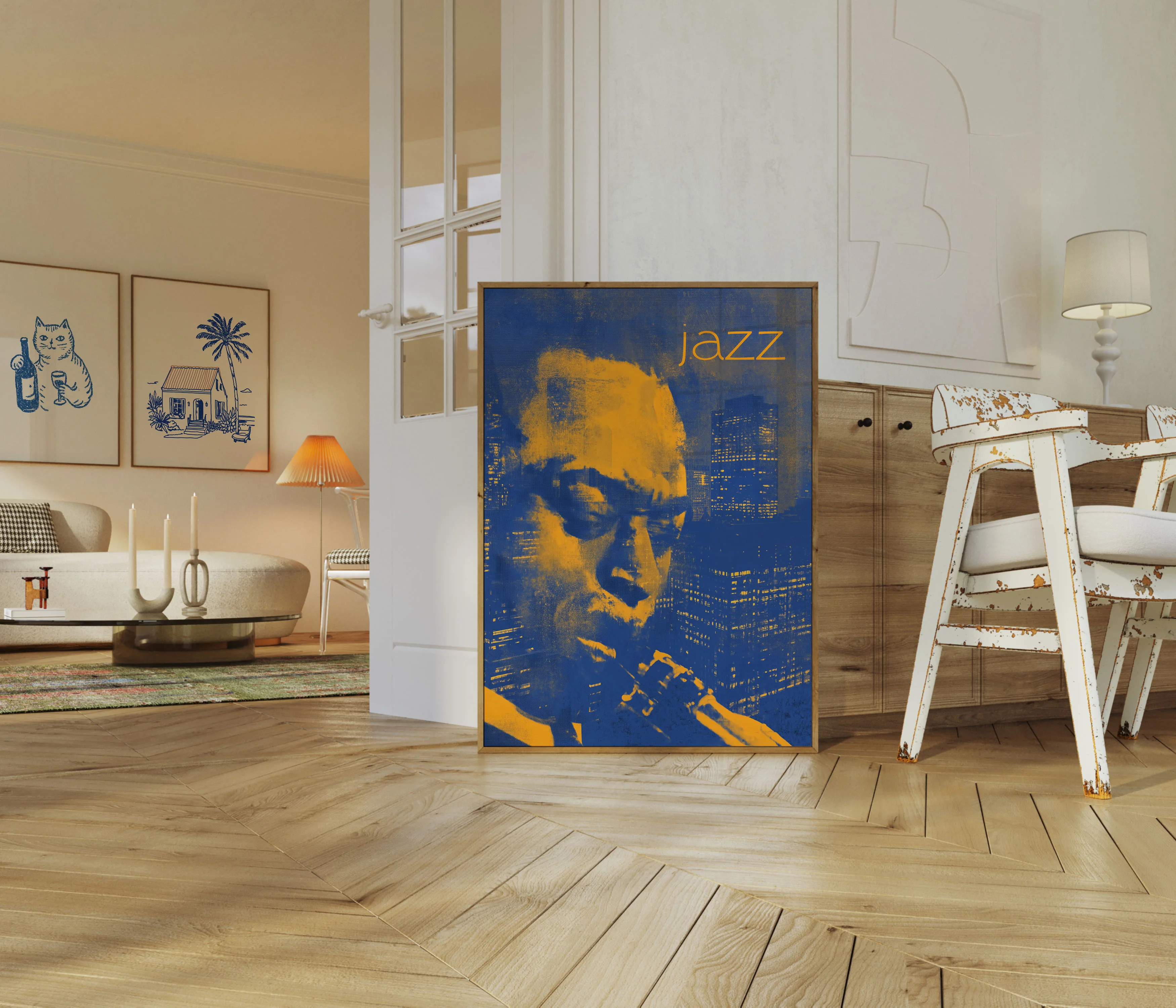 Jazz Musician Blue City Poster - Image 5