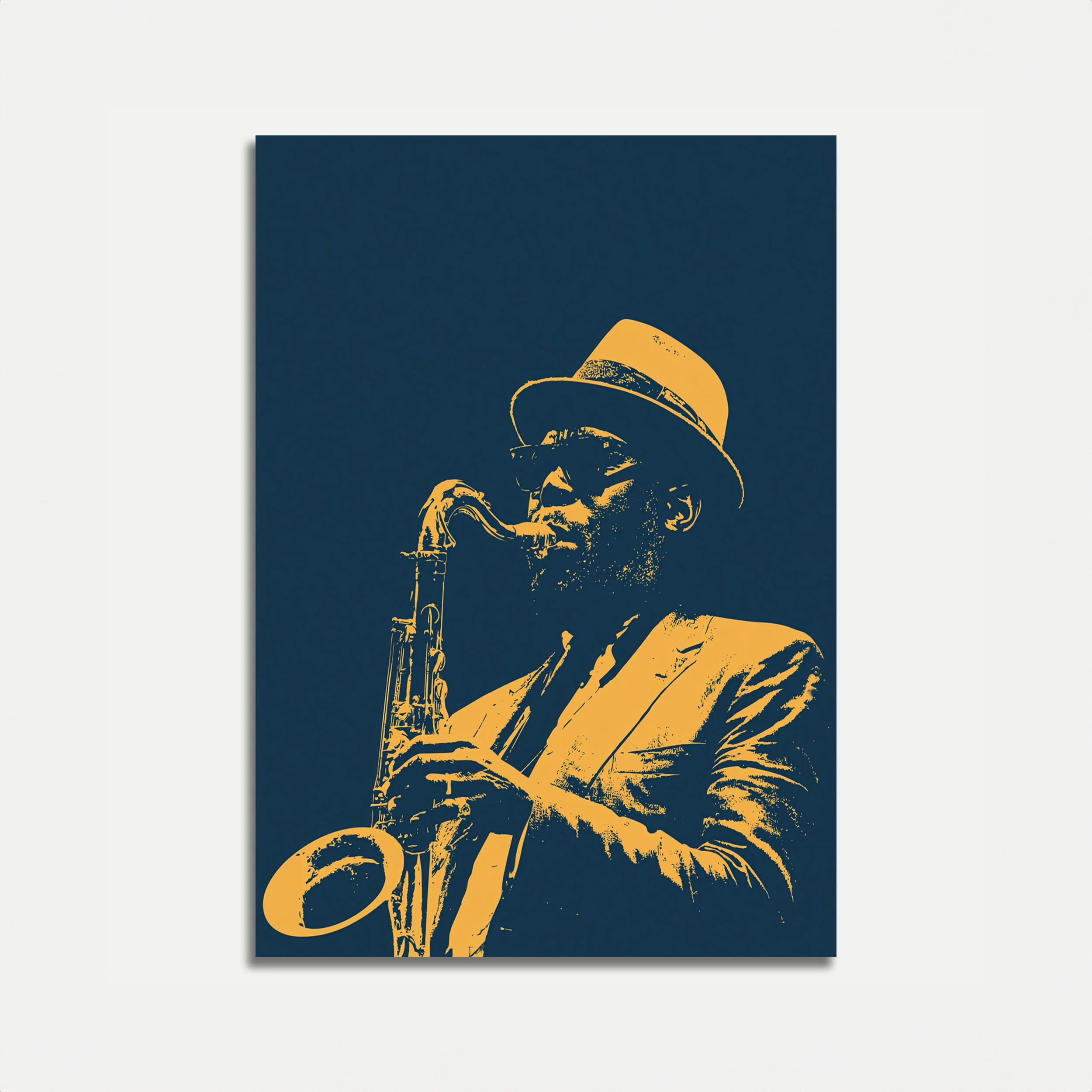 Jazz Saxophonist Golden Blues Poster