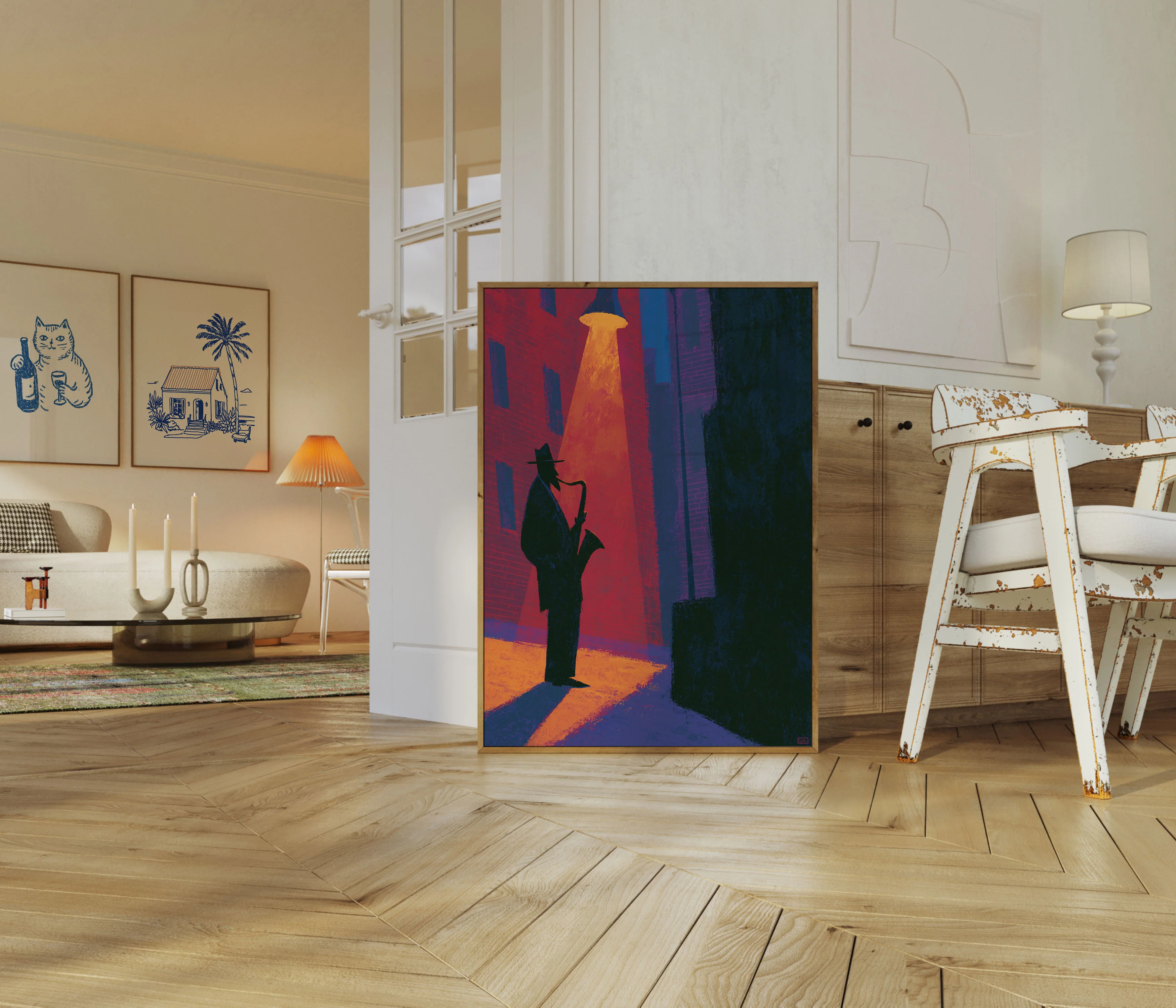 Jazz Saxophonist in the Alley Poster - Image 5