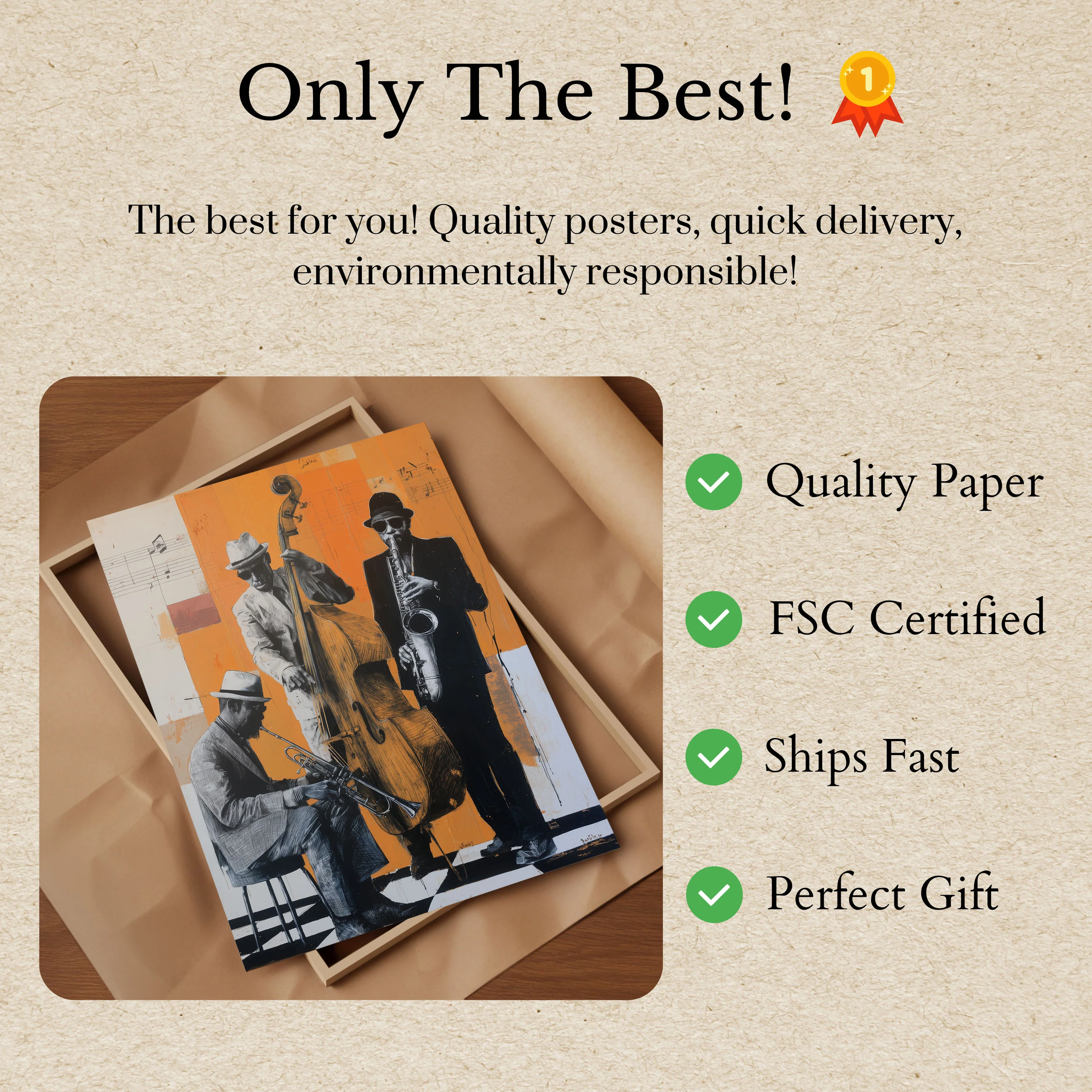 Jazz Trio Orange Symphony Poster - Image 3