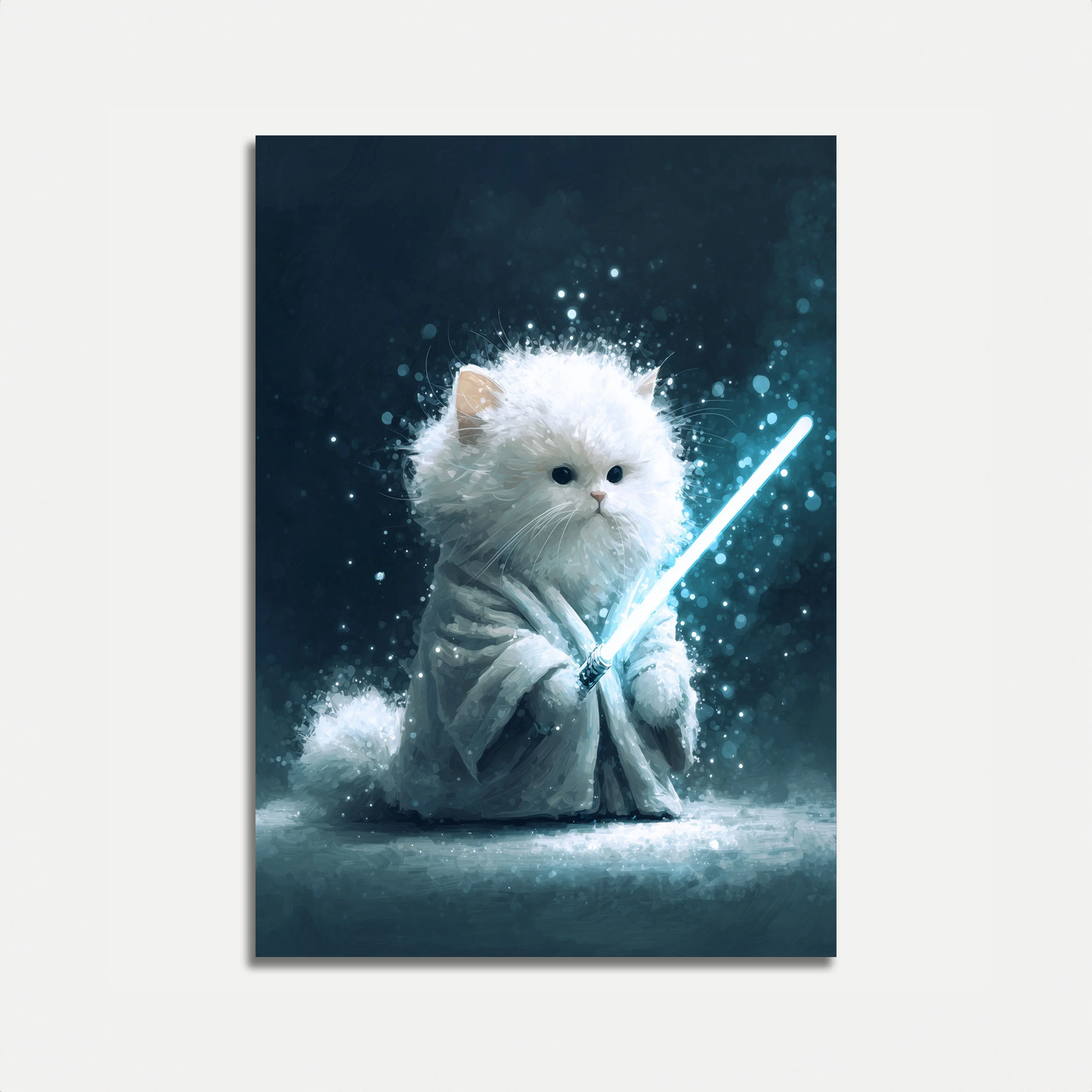 Jedi Cat with Lightsaber Poster