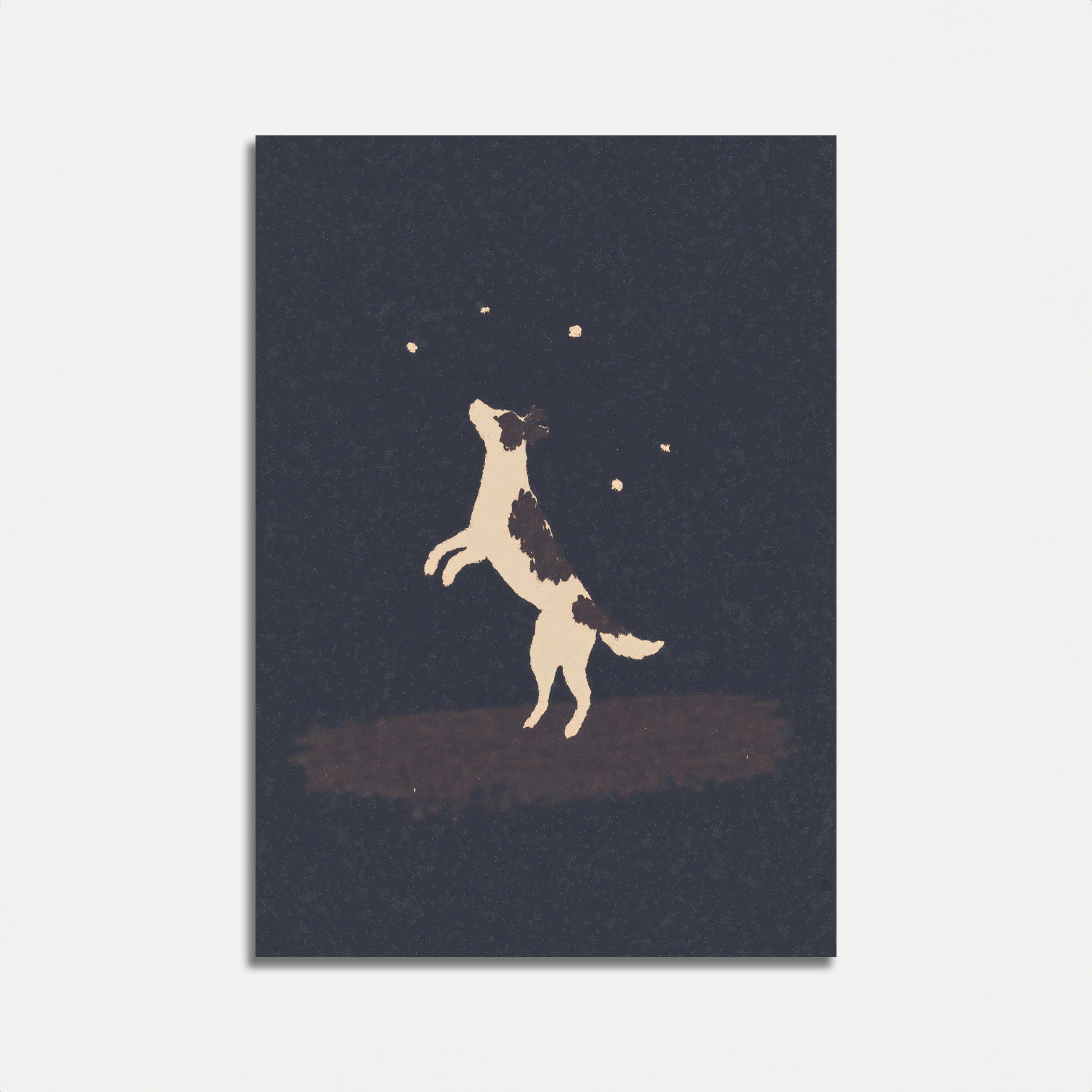 Jumping Dog Night Sky Poster