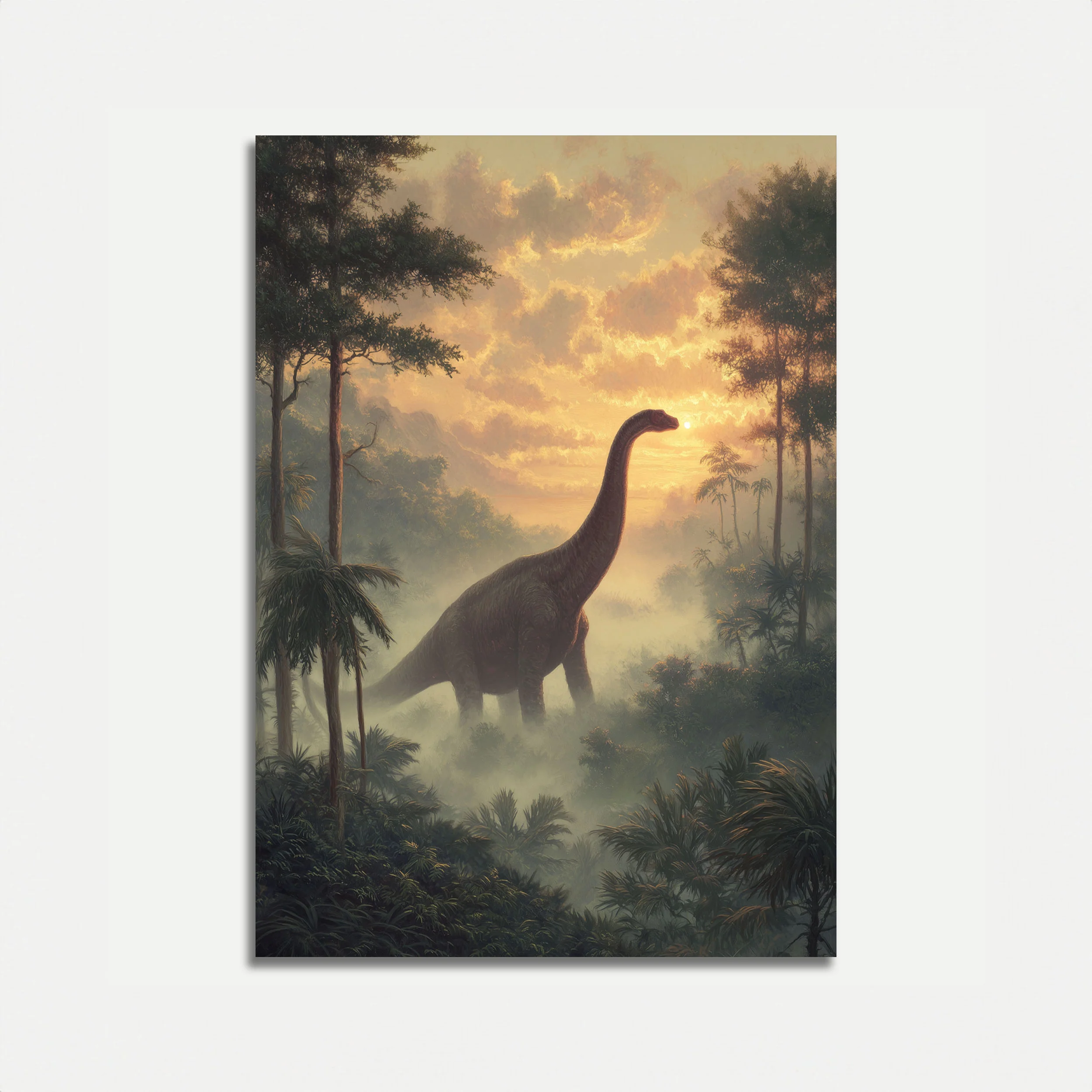 Jurassic Sunrise Dinosaur Poster