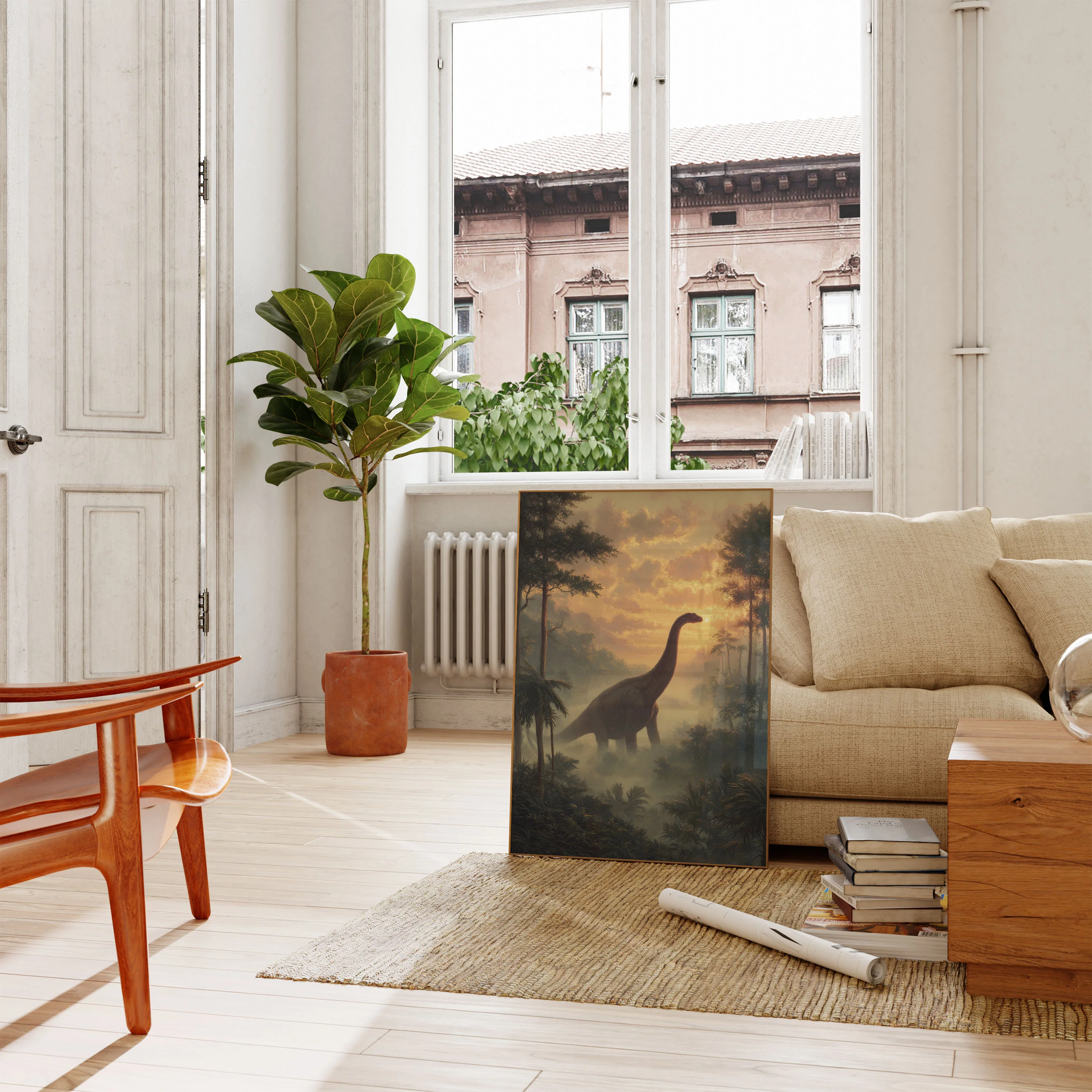 Jurassic Sunrise Dinosaur Poster - Image 2