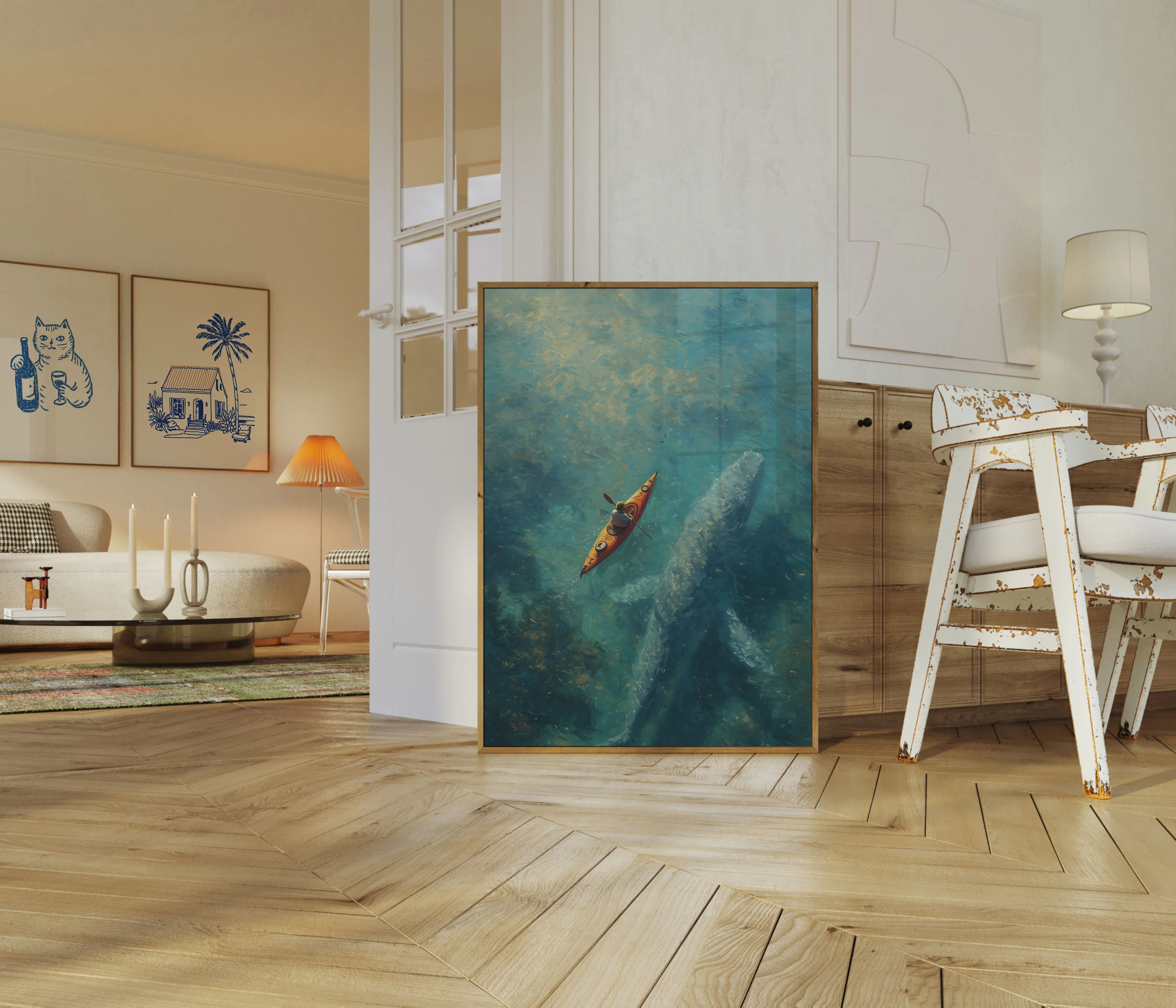 Kayaker Exploring Underwater Ruins Poster - Image 5