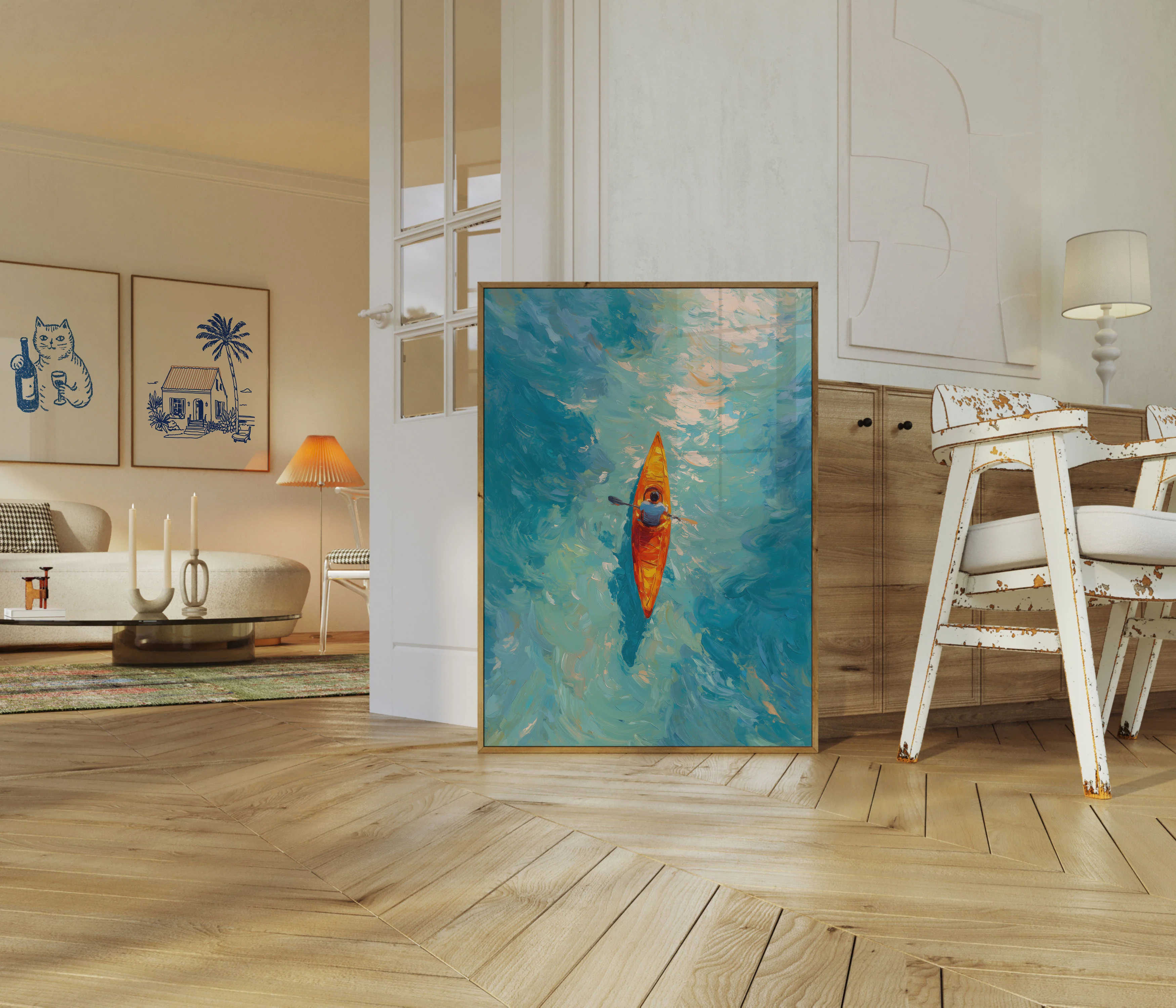 Kayaker on Turquoise Waters Poster - Image 5