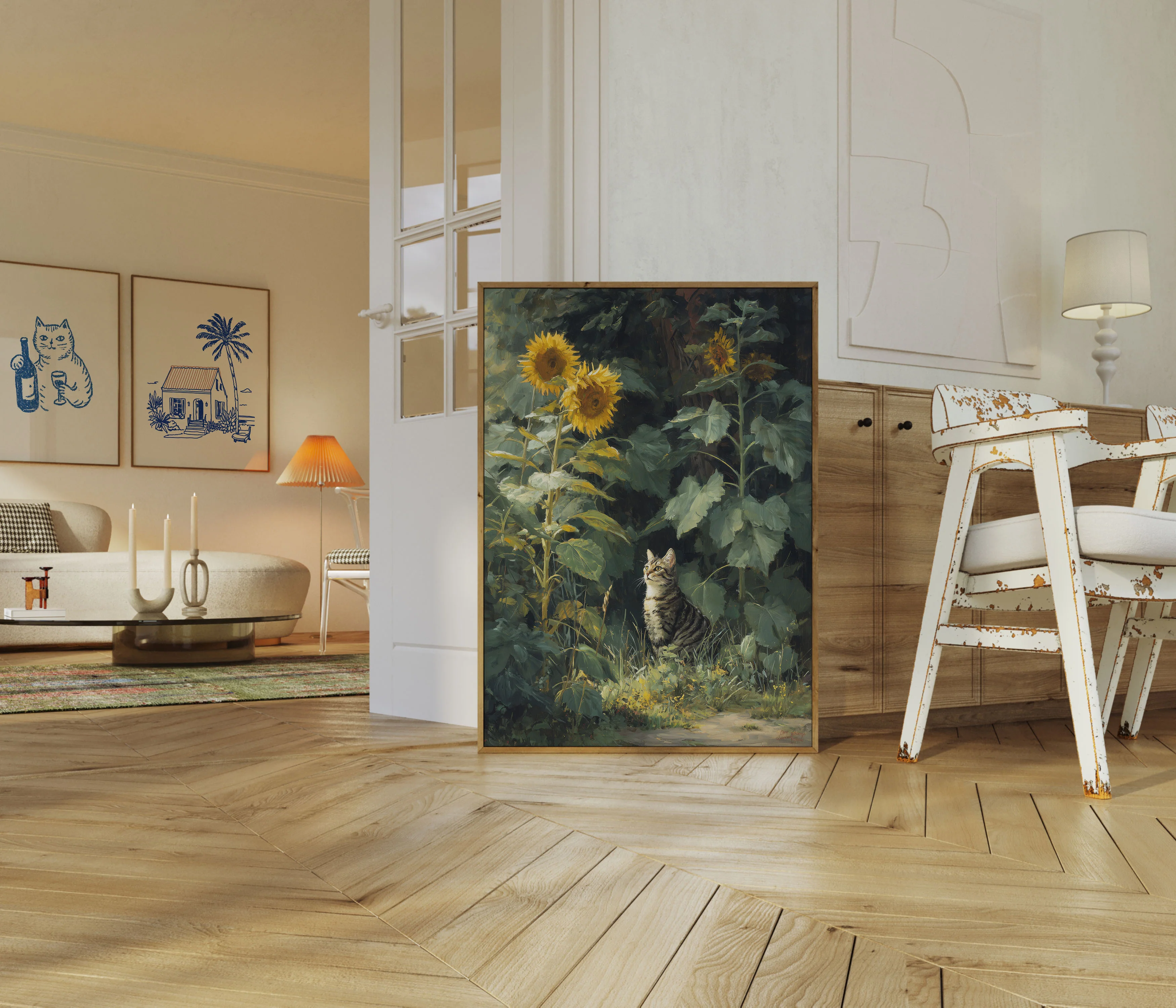 Kitten Among Sunflowers Poster - Image 5