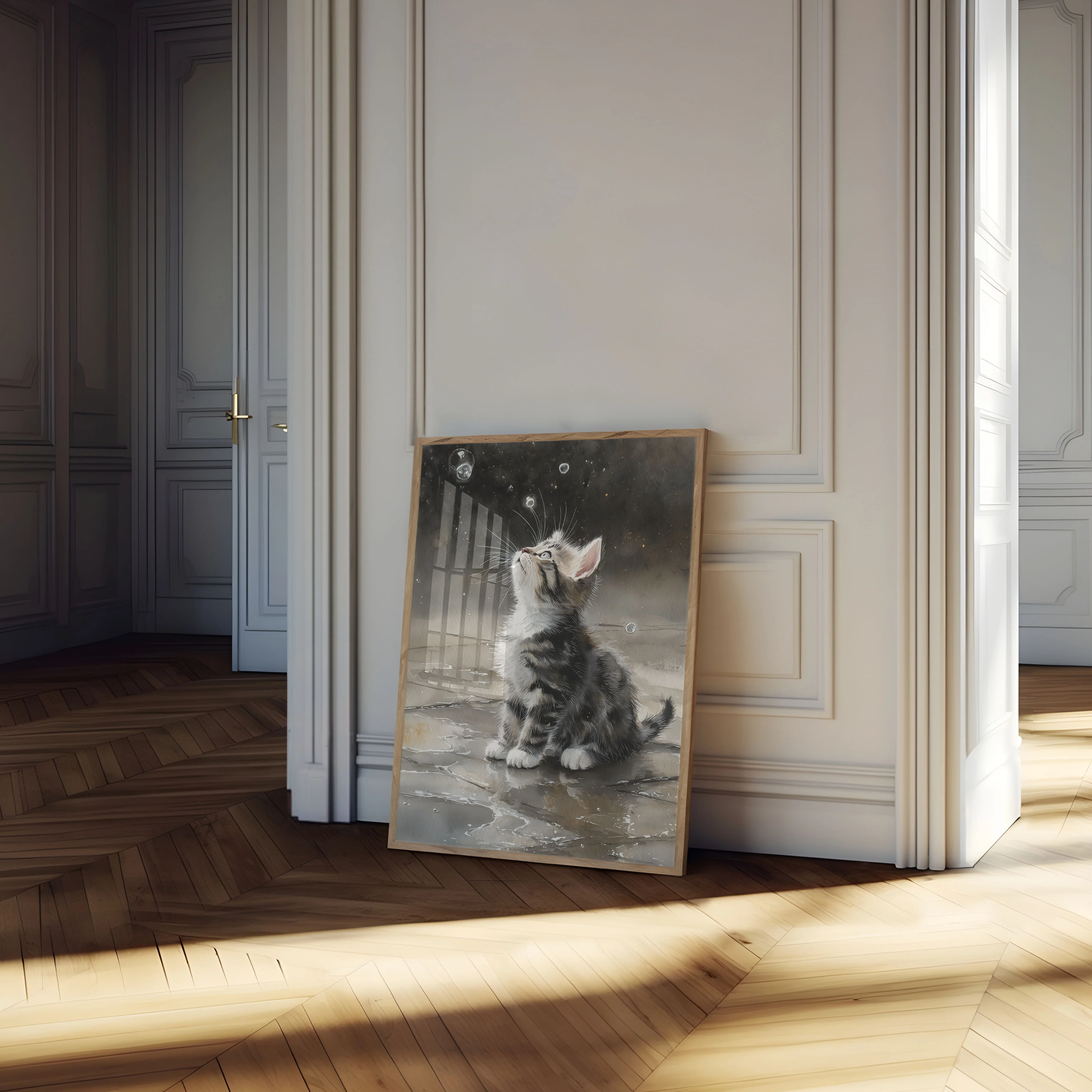 Kitten Chasing Bubbles Poster - Image 4