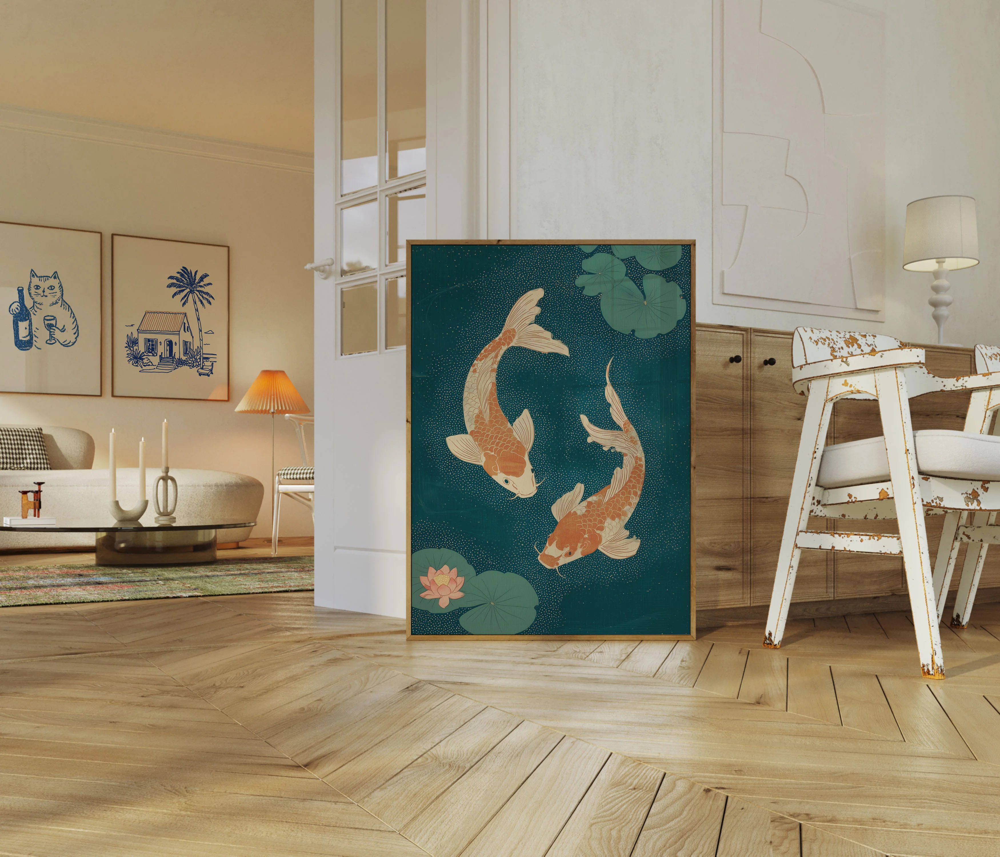 Koi Fish in Lily Pond Poster - Image 5