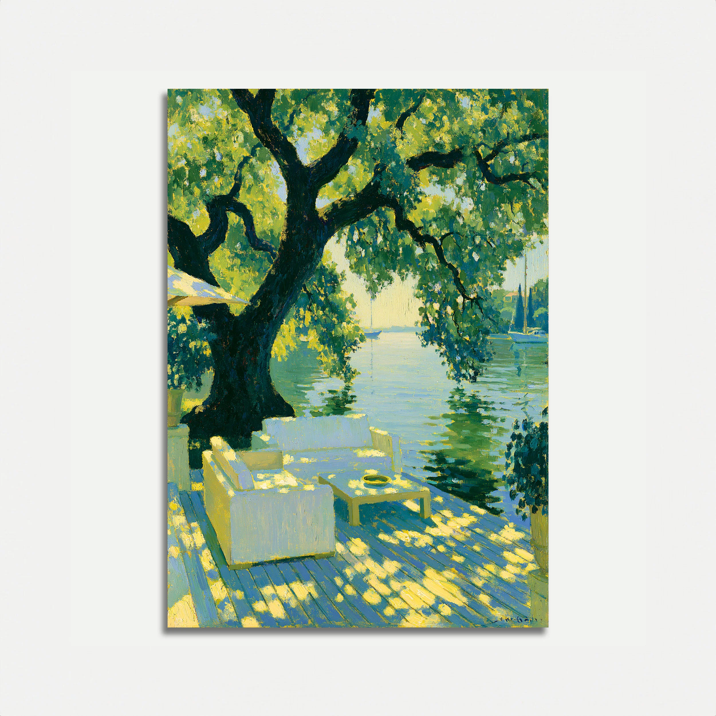 Lakeside Tree Serenity Poster
