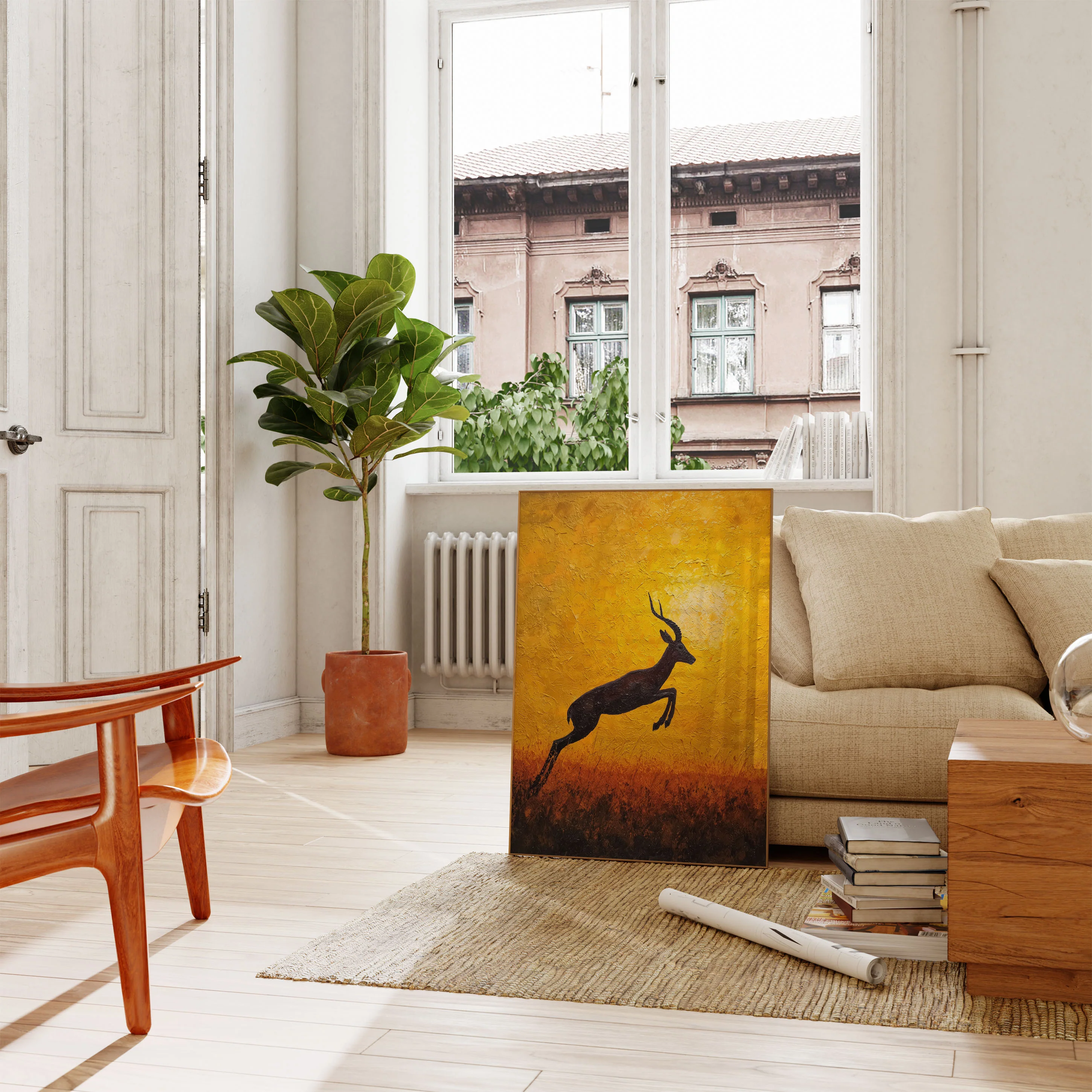 Leaping Antelope at Sunset Poster - Image 2