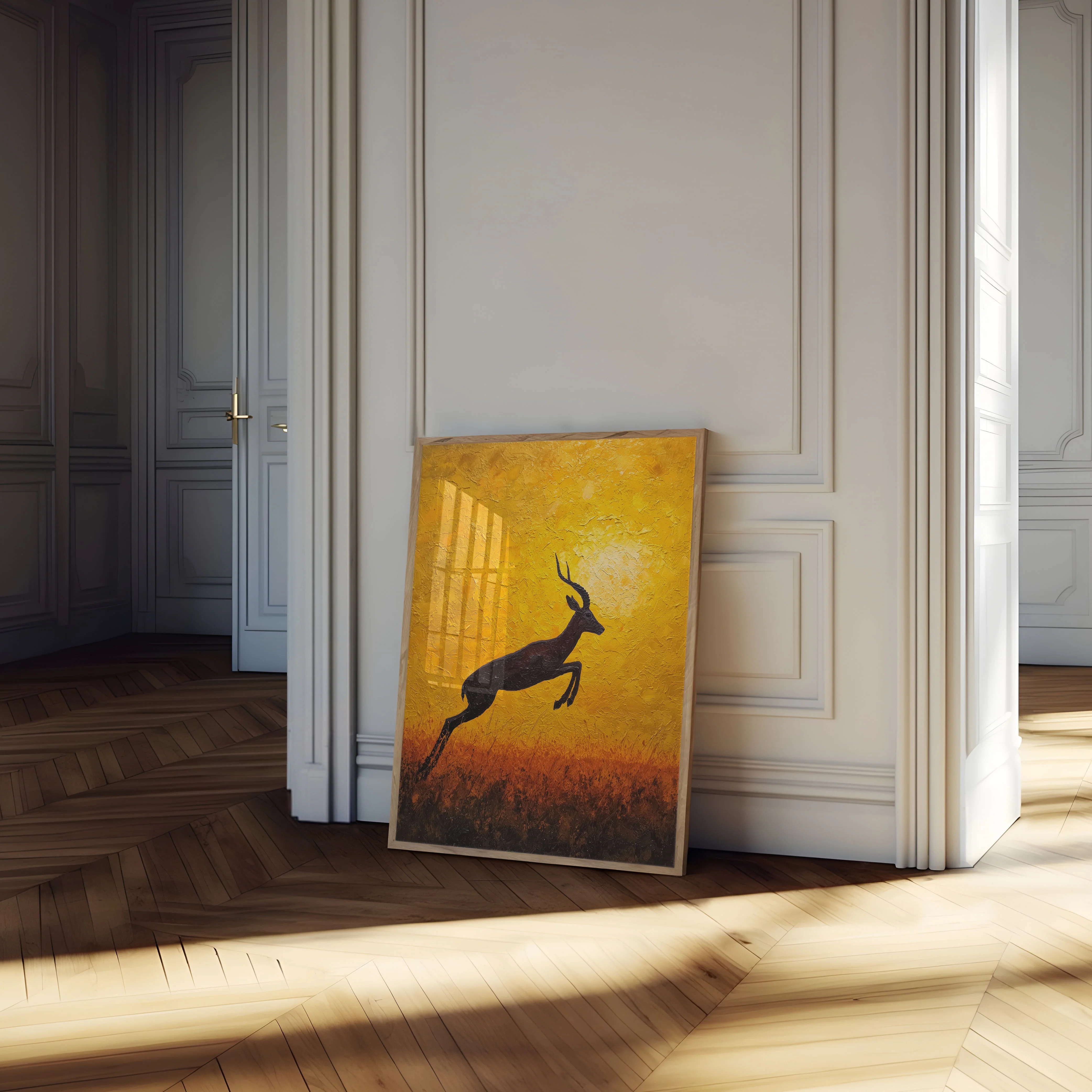 Leaping Antelope at Sunset Poster - Image 4