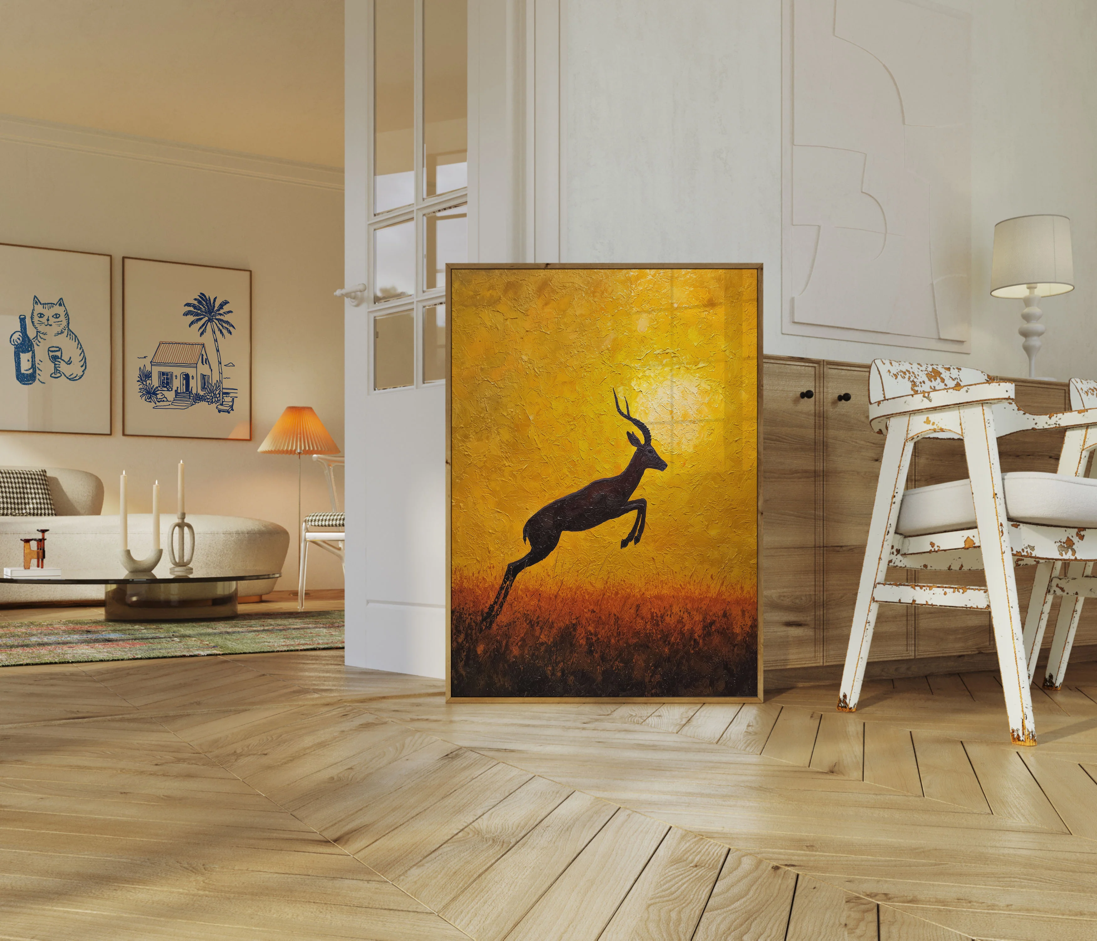 Leaping Antelope at Sunset Poster - Image 5