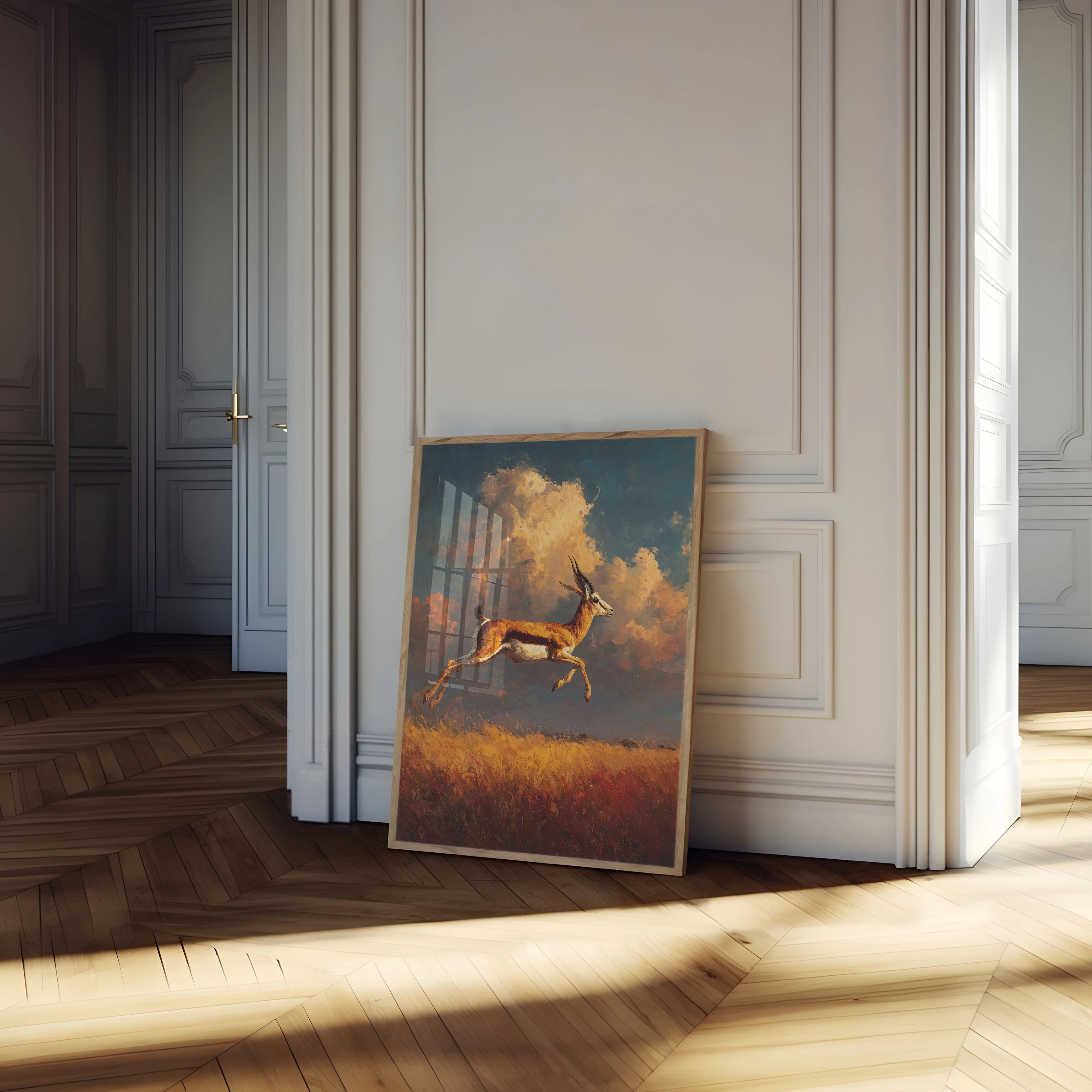 Leaping Antelope at Sunset Poster - Image 4
