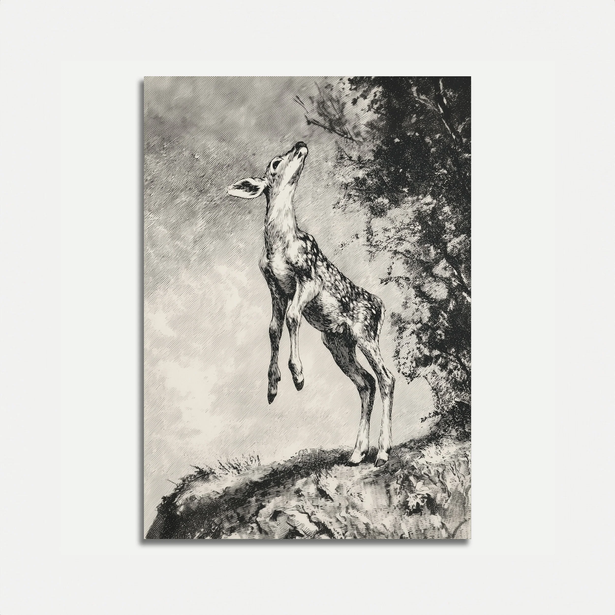 Leaping Deer in Wilderness Poster