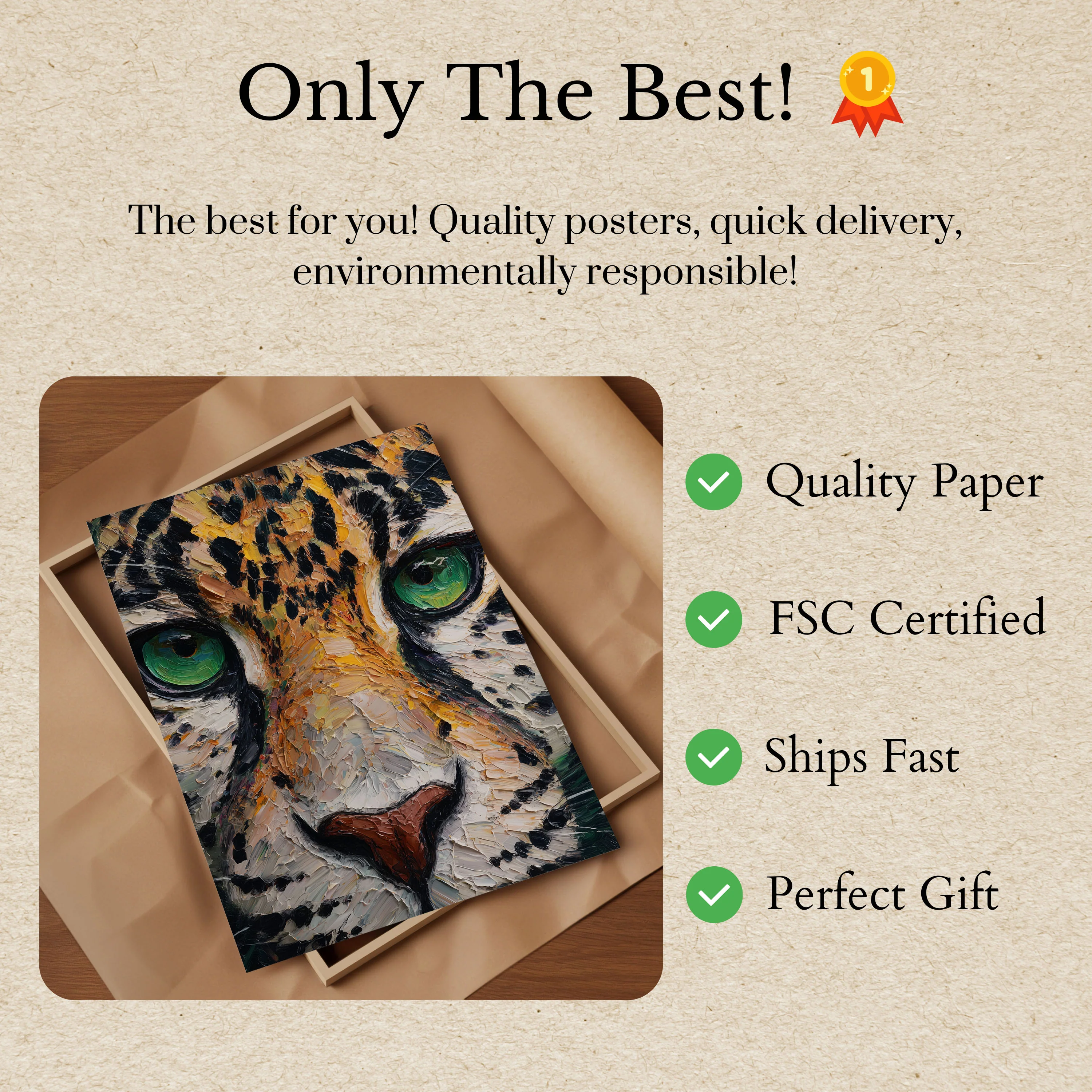 Leopard Cat Green Eyes Poster - Image 3