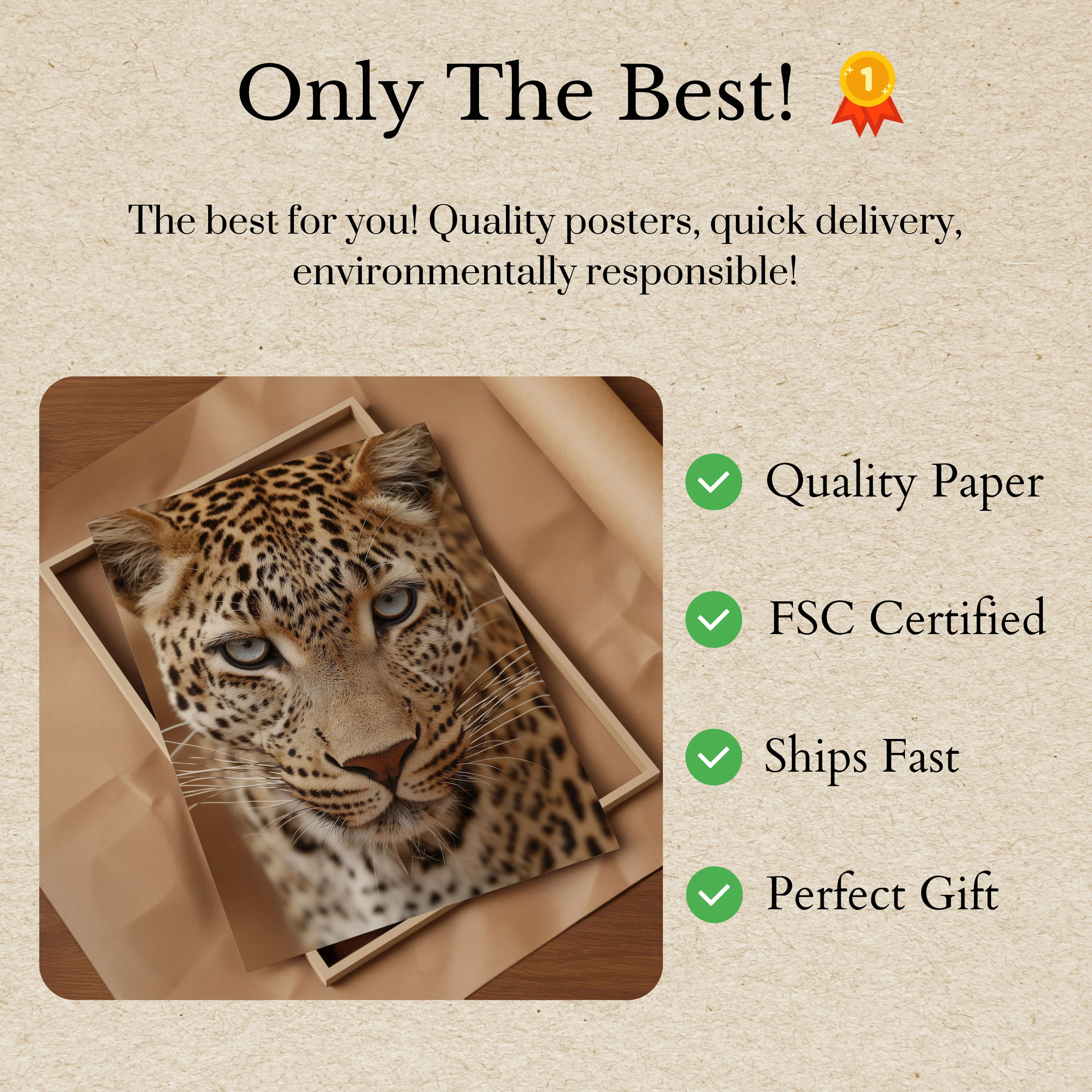 Leopard Face Close-Up Poster - Image 3