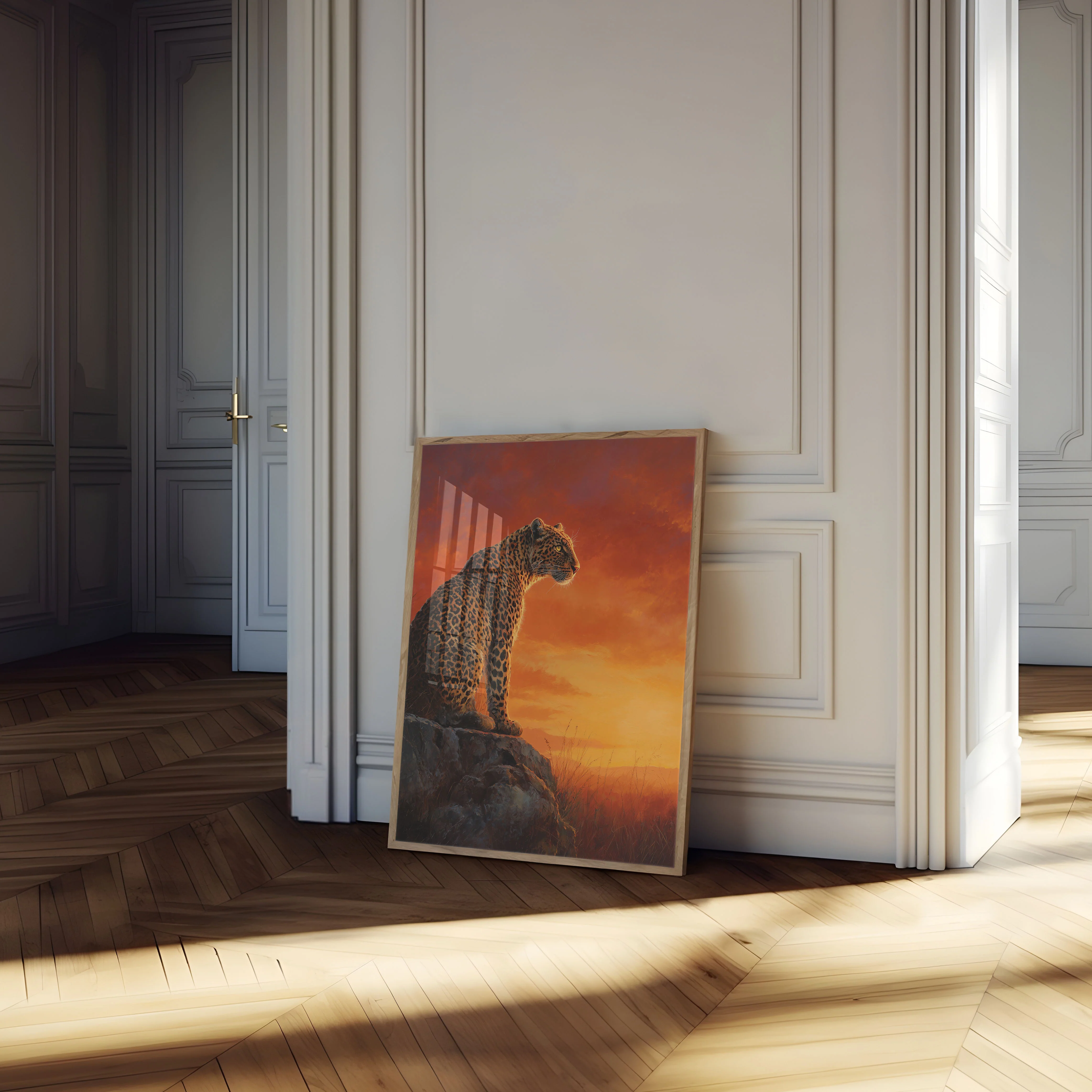 Leopard on Stone at Sunset Poster - Image 4