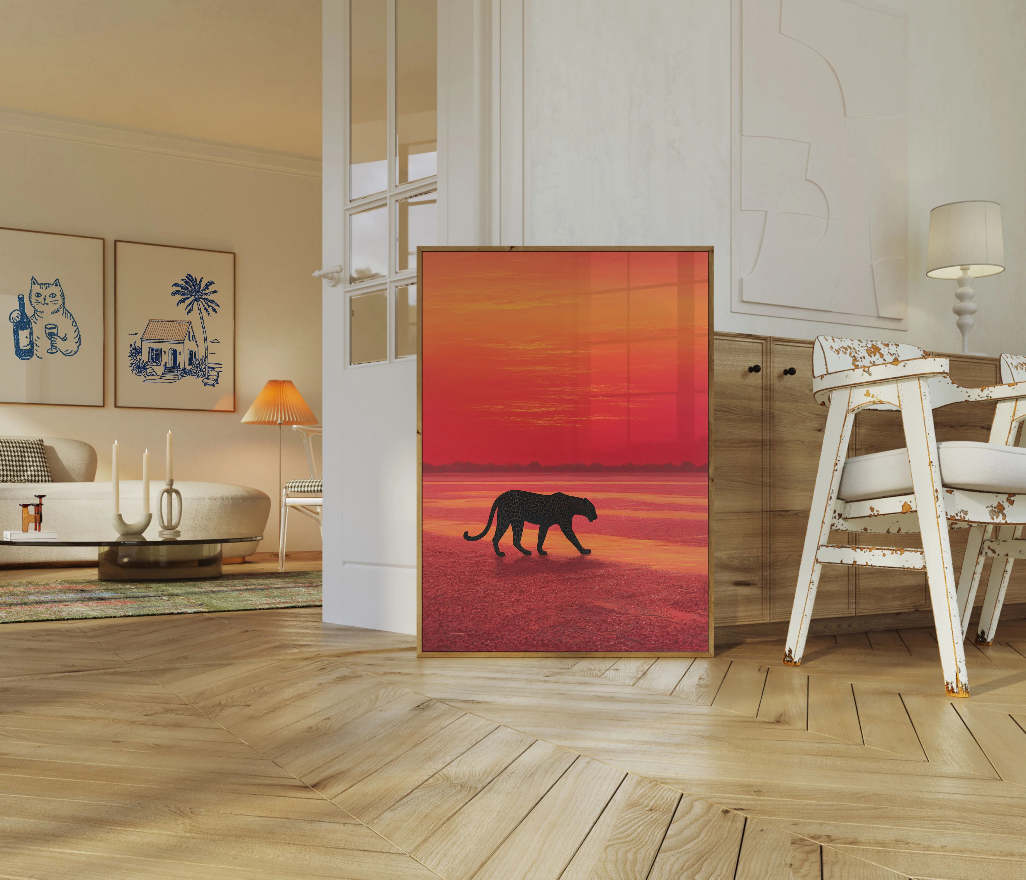 Leopard Walking at Sunset Poster - Image 5