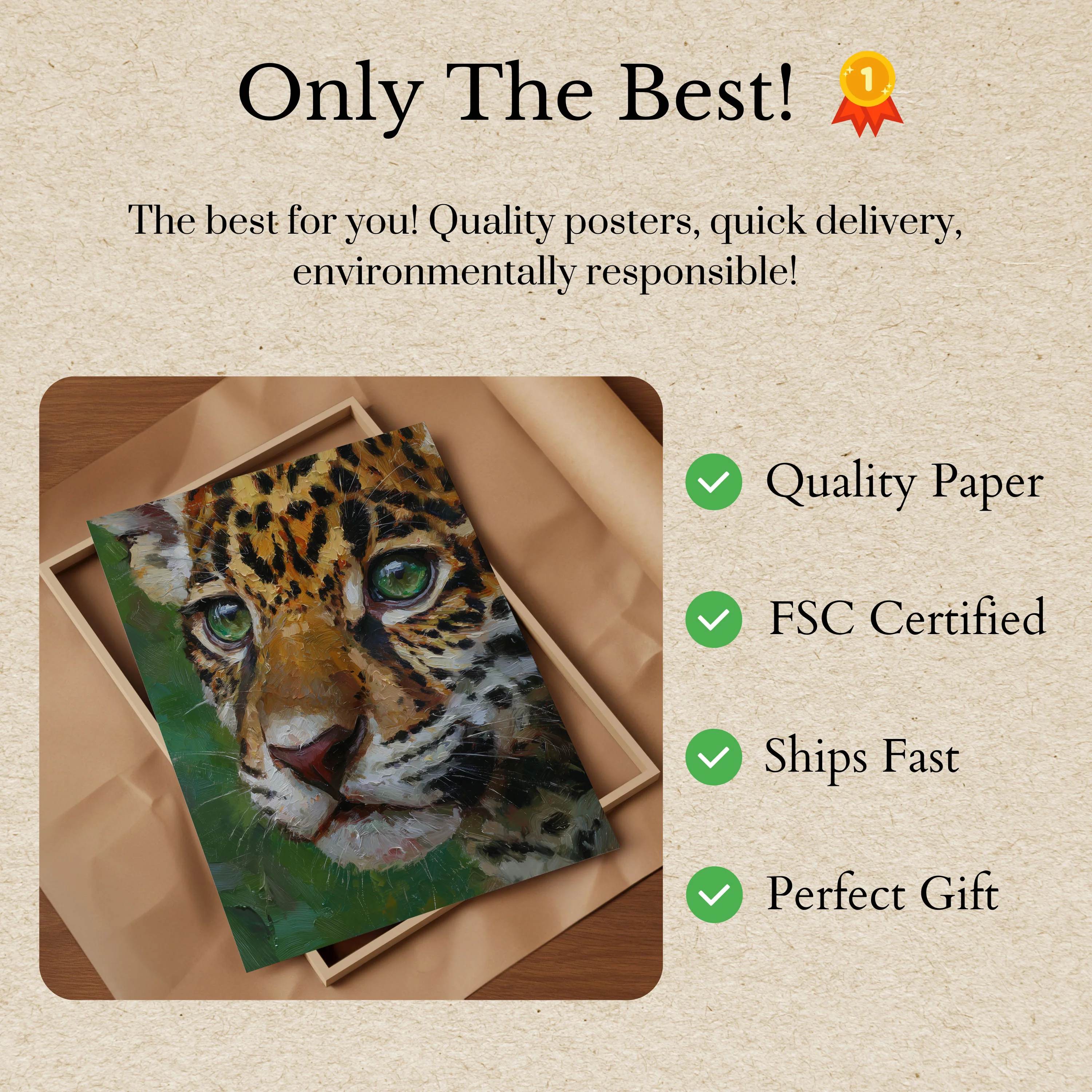 Leopard with Green Eyes Poster - Image 3