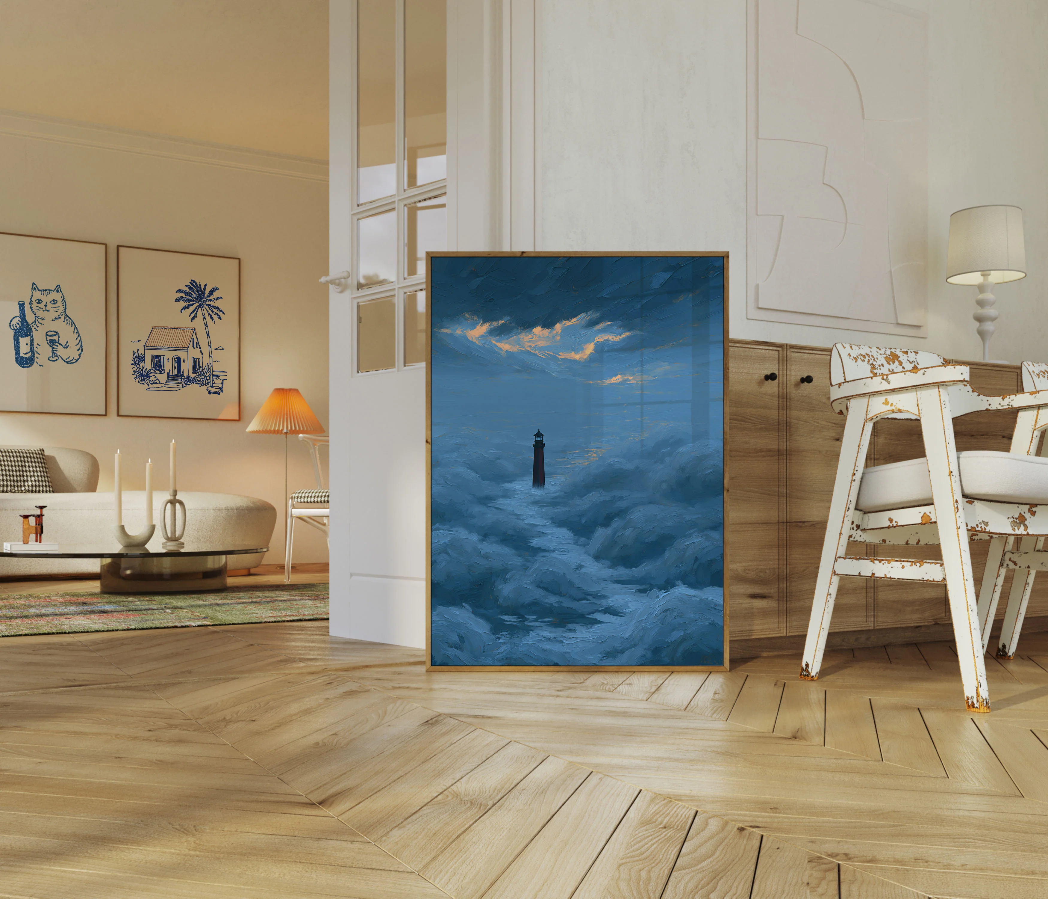 Lighthouse in Stormy Seas Poster - Image 5