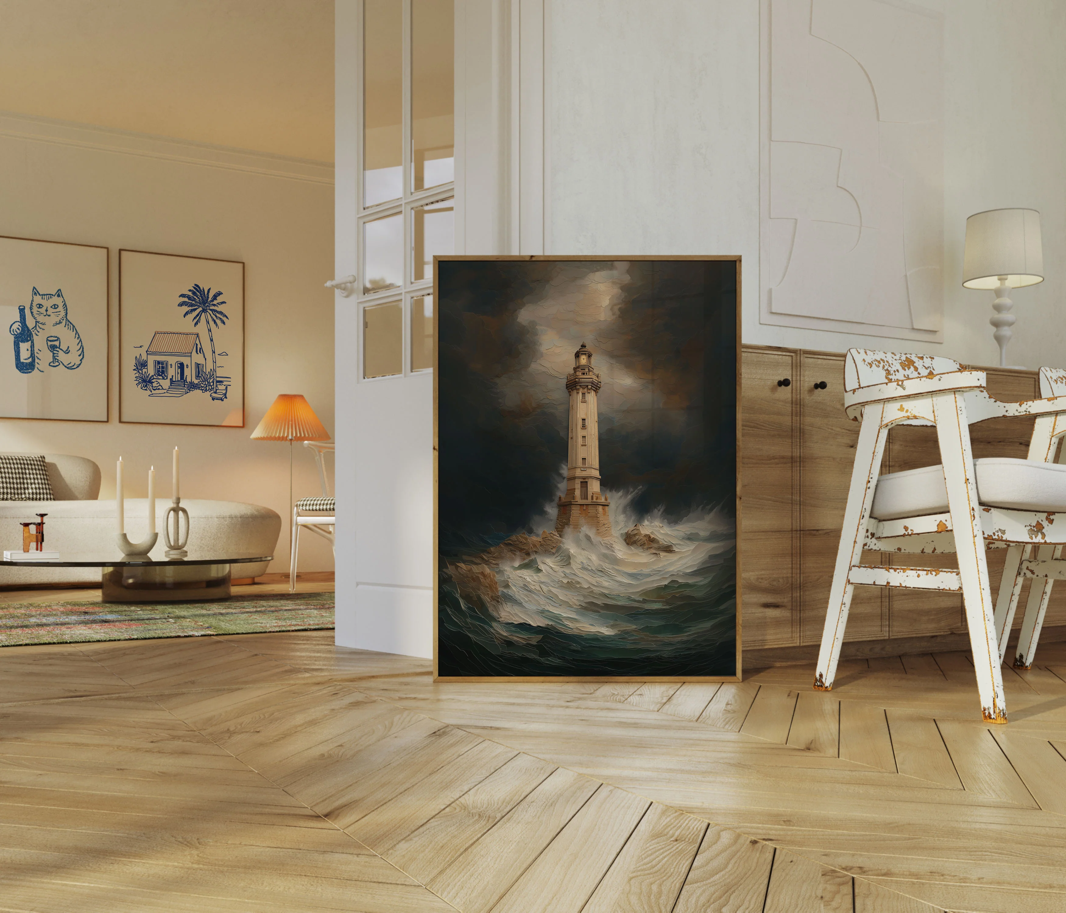 Lighthouse Storm Waves Poster - Image 5