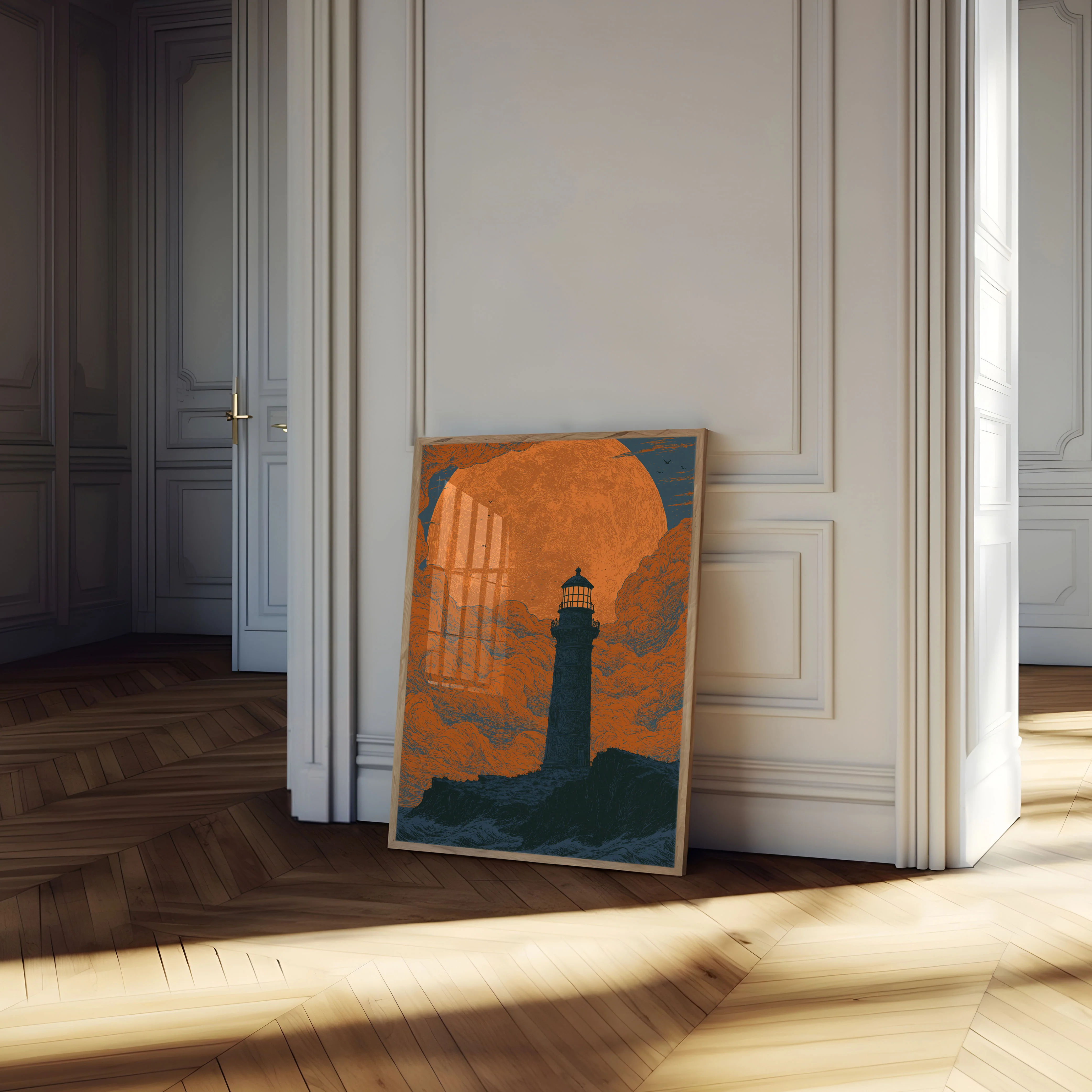 Lighthouse Under the Harvest Moon Poster - Image 4
