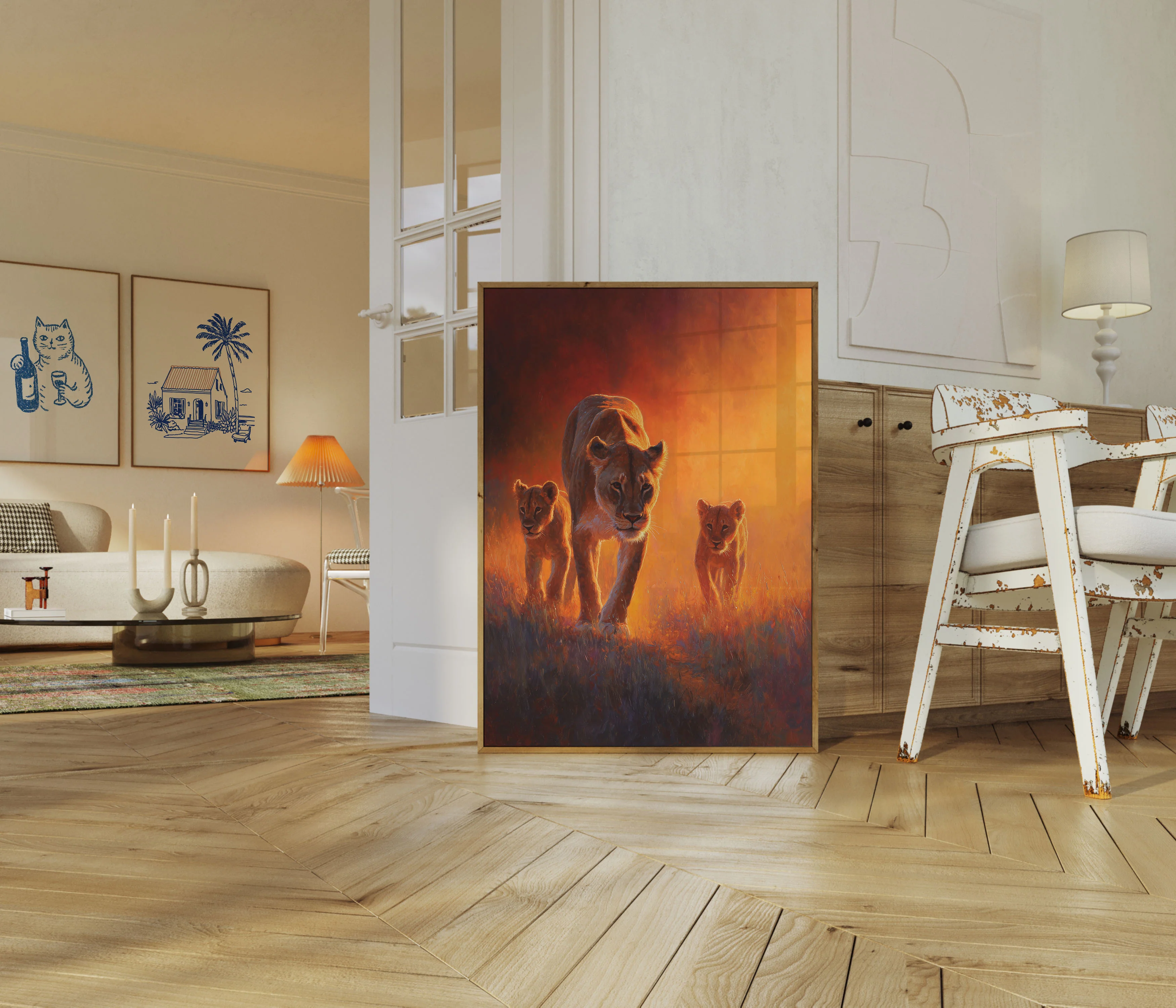 Lion Family Golden Savanna Poster - Image 5