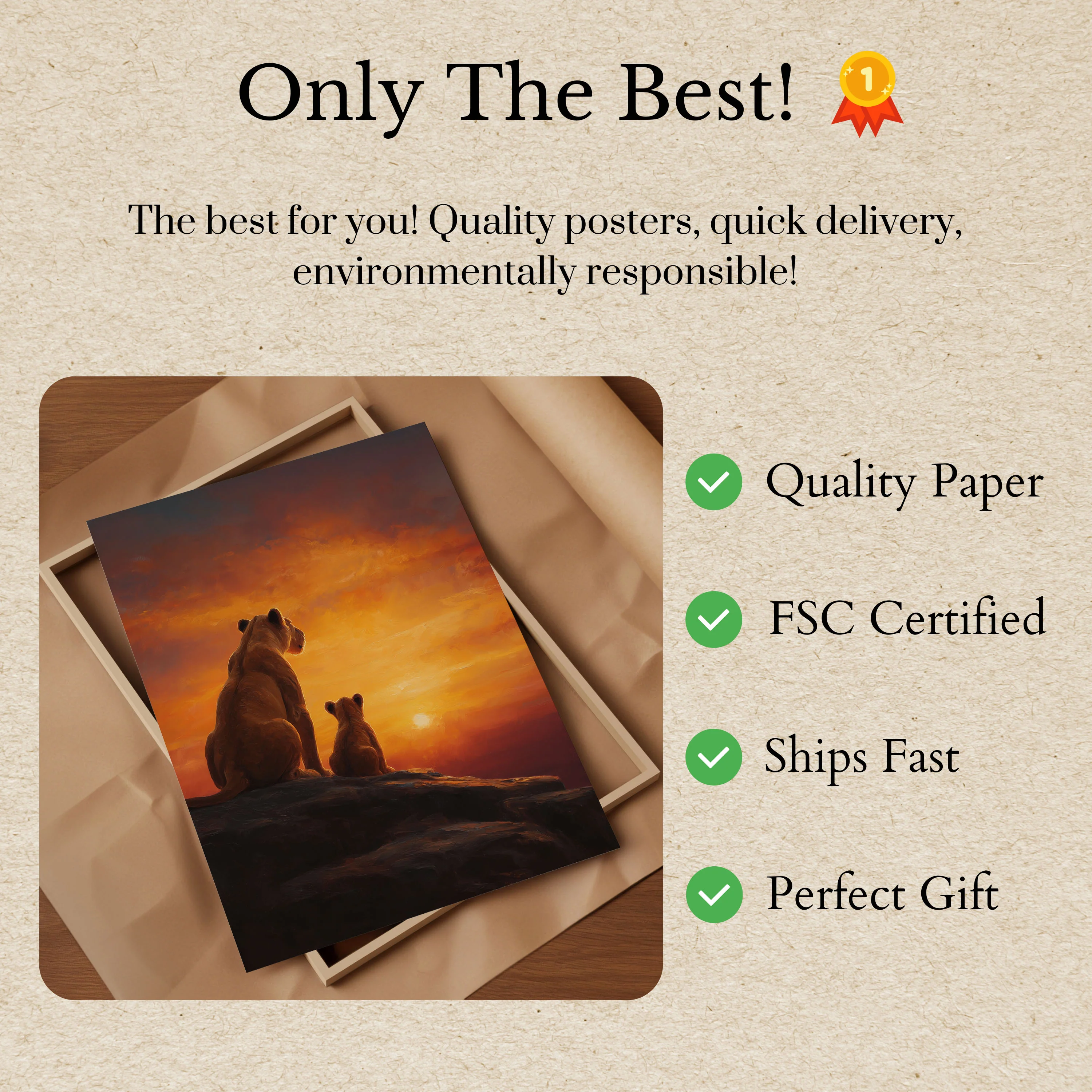 Lion Family Sunset Savanna Poster - Image 3