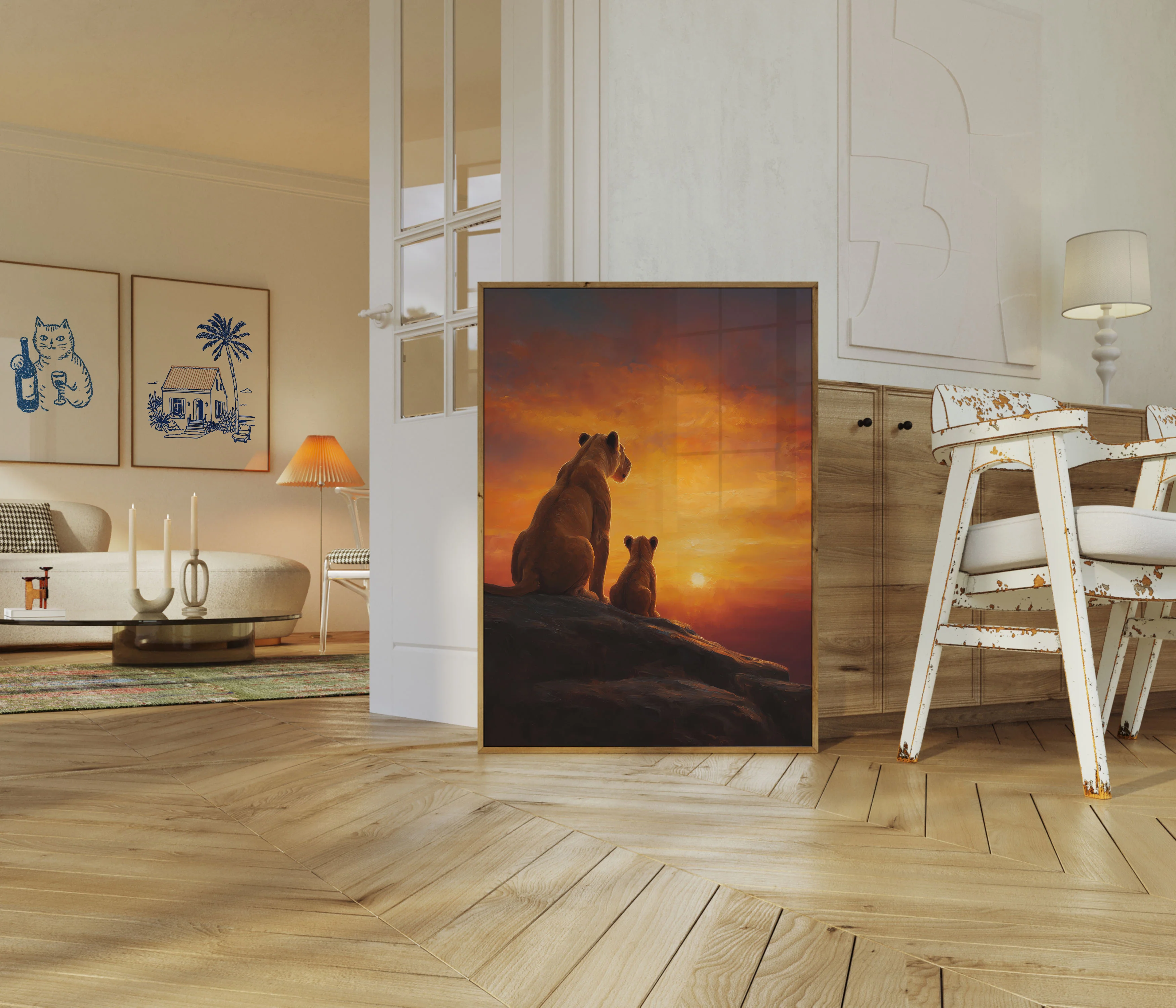 Lion Family Sunset Savanna Poster - Image 5