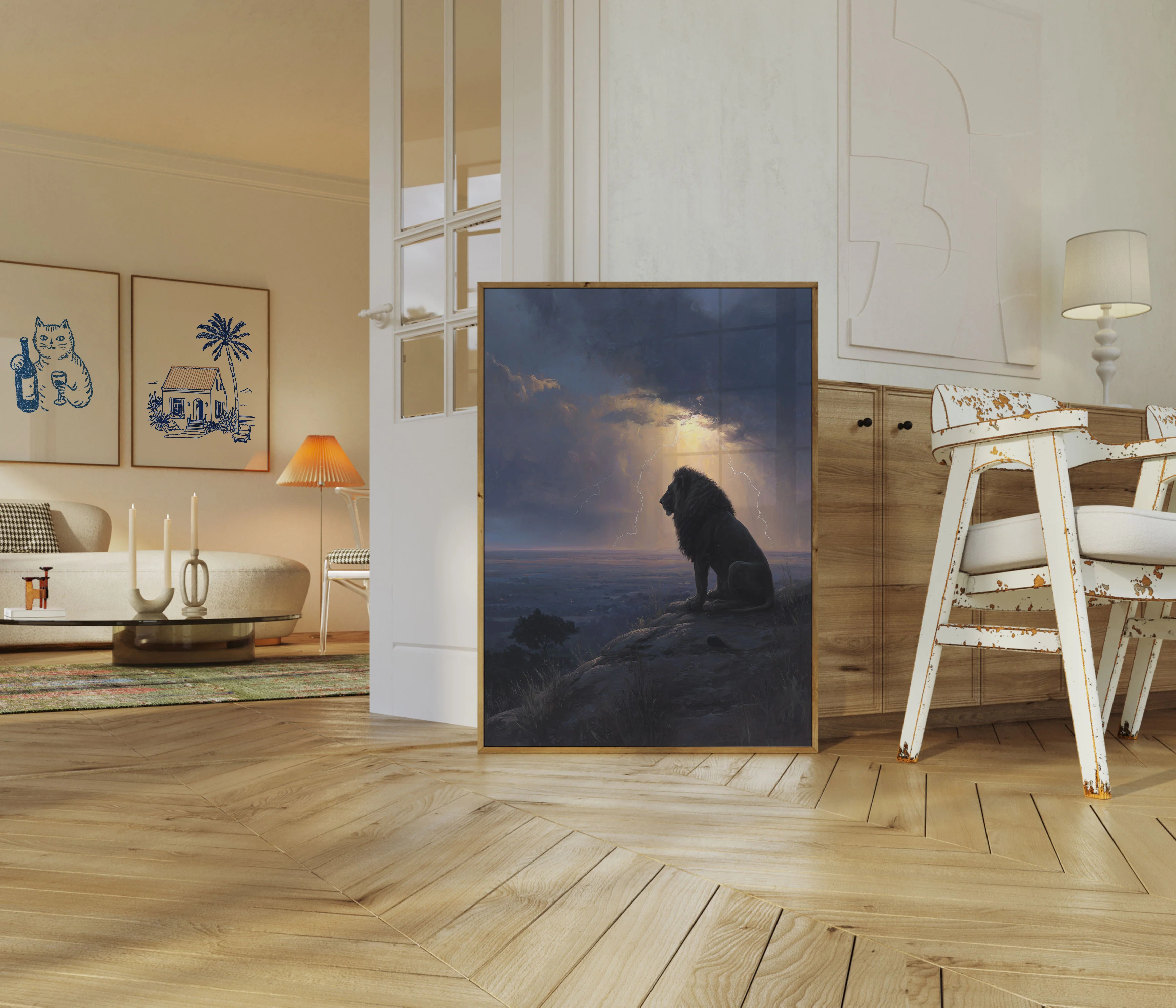 Lion Watching Storm Poster - Image 5