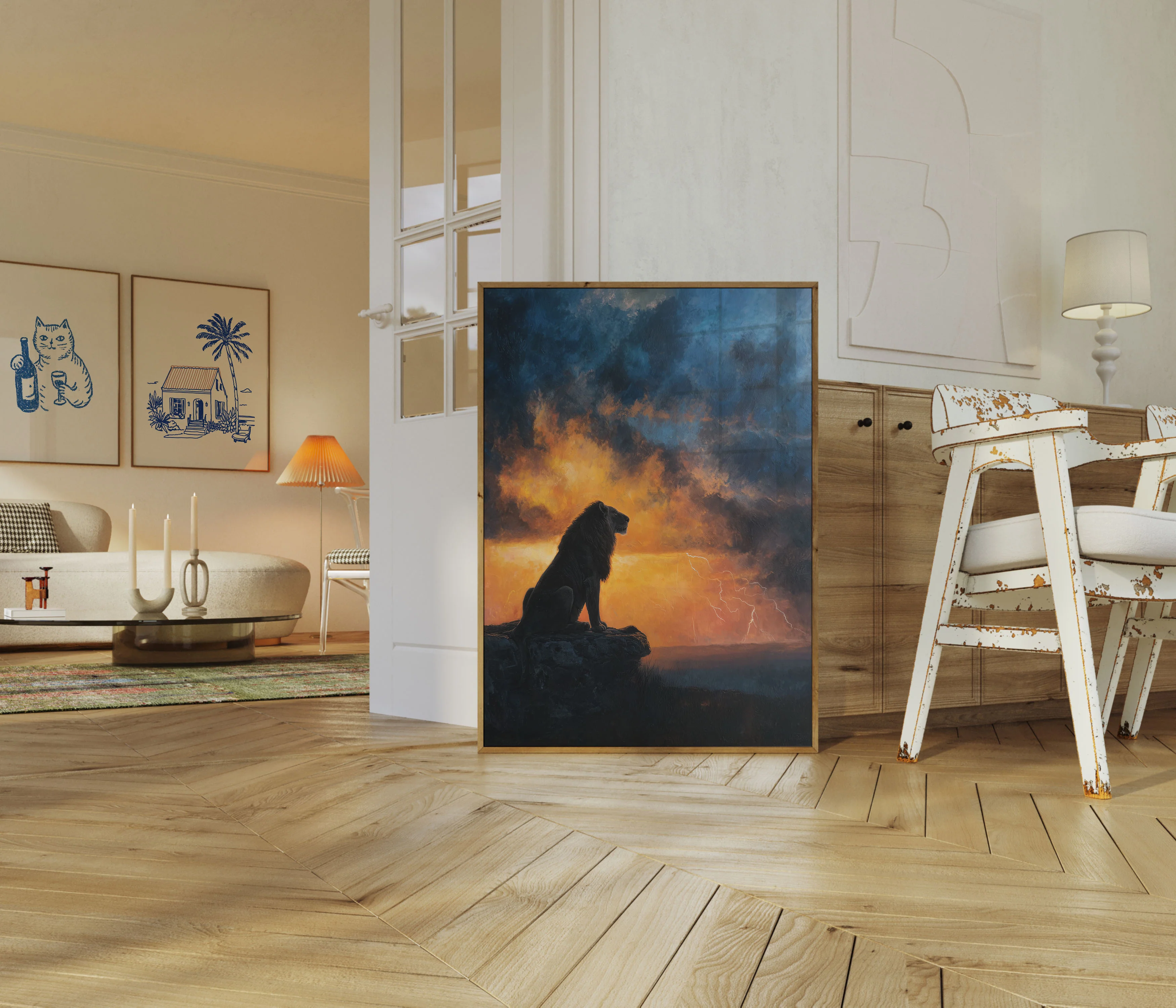 Lion Watching the Storm Poster - Image 5