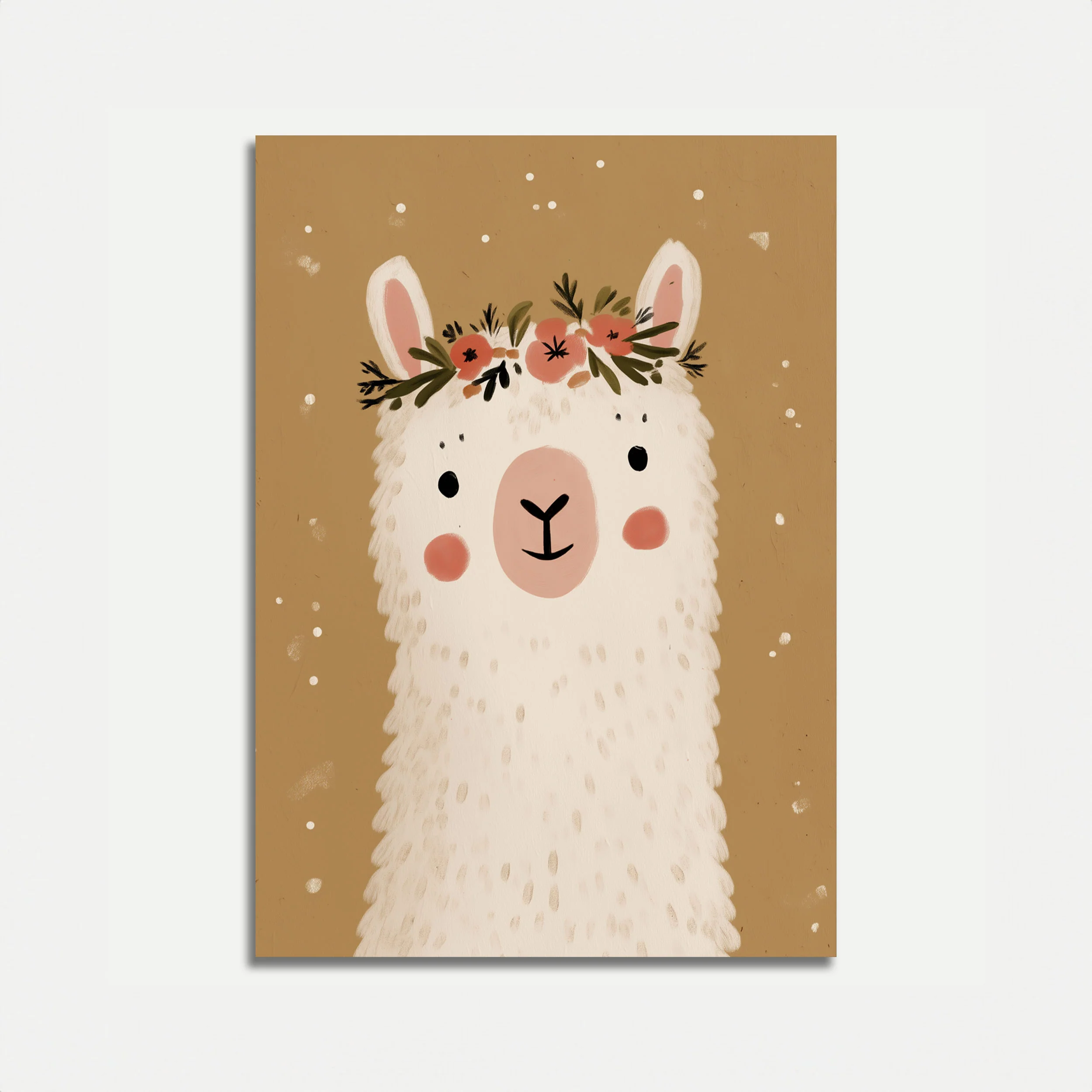 Llama with Flower Crown Poster