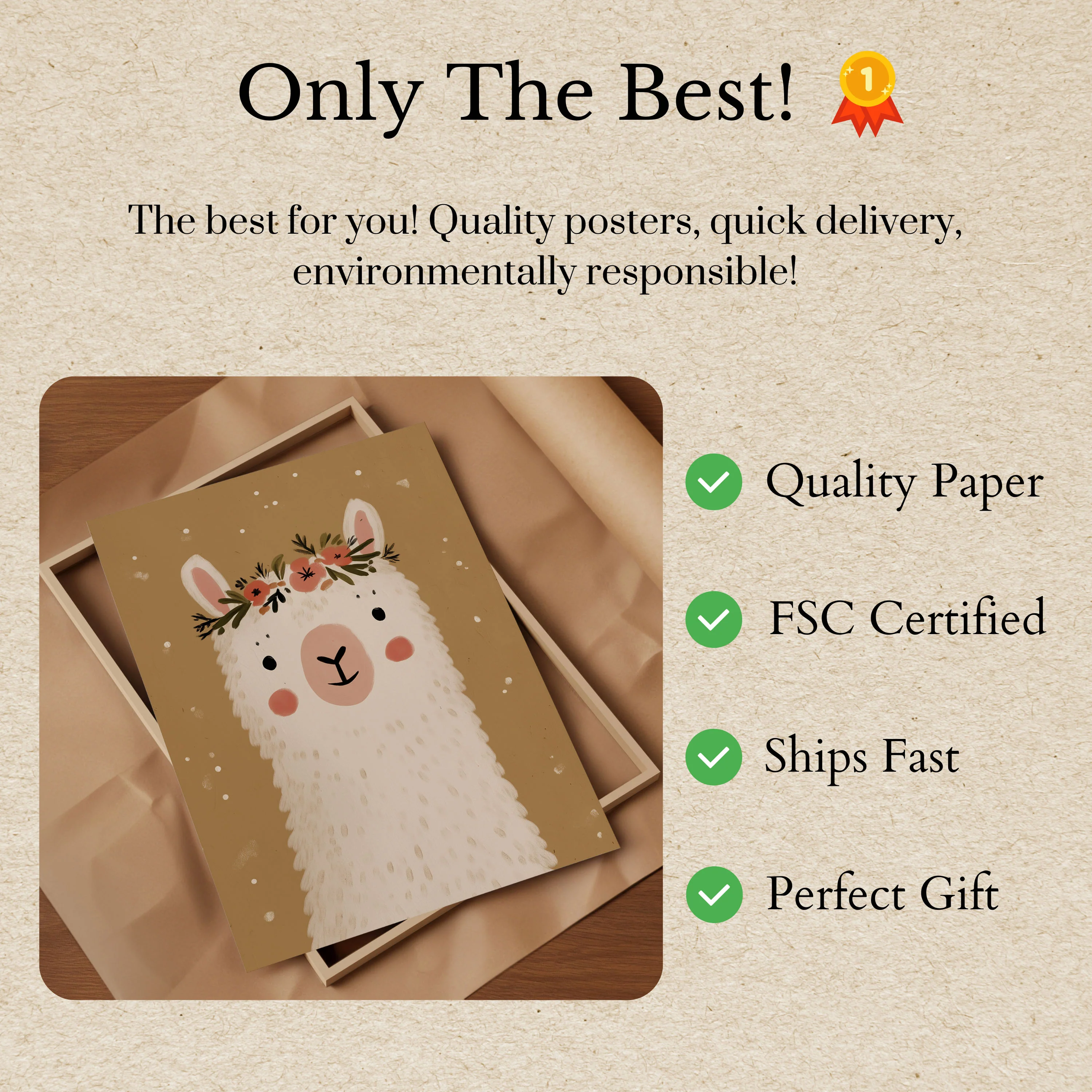 Llama with Flower Crown Poster - Image 3