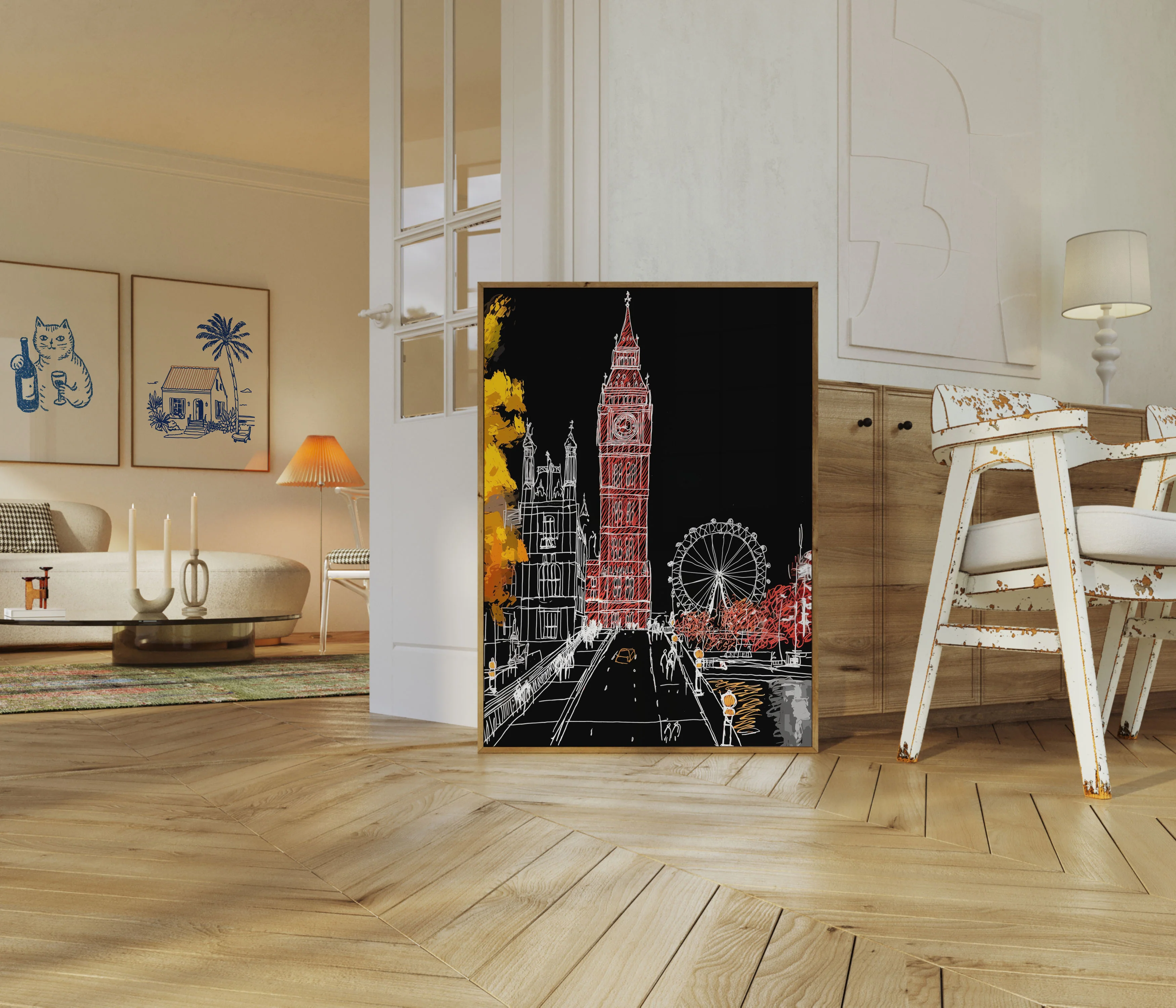 London Landmarks Night Scene Poster - Image 5
