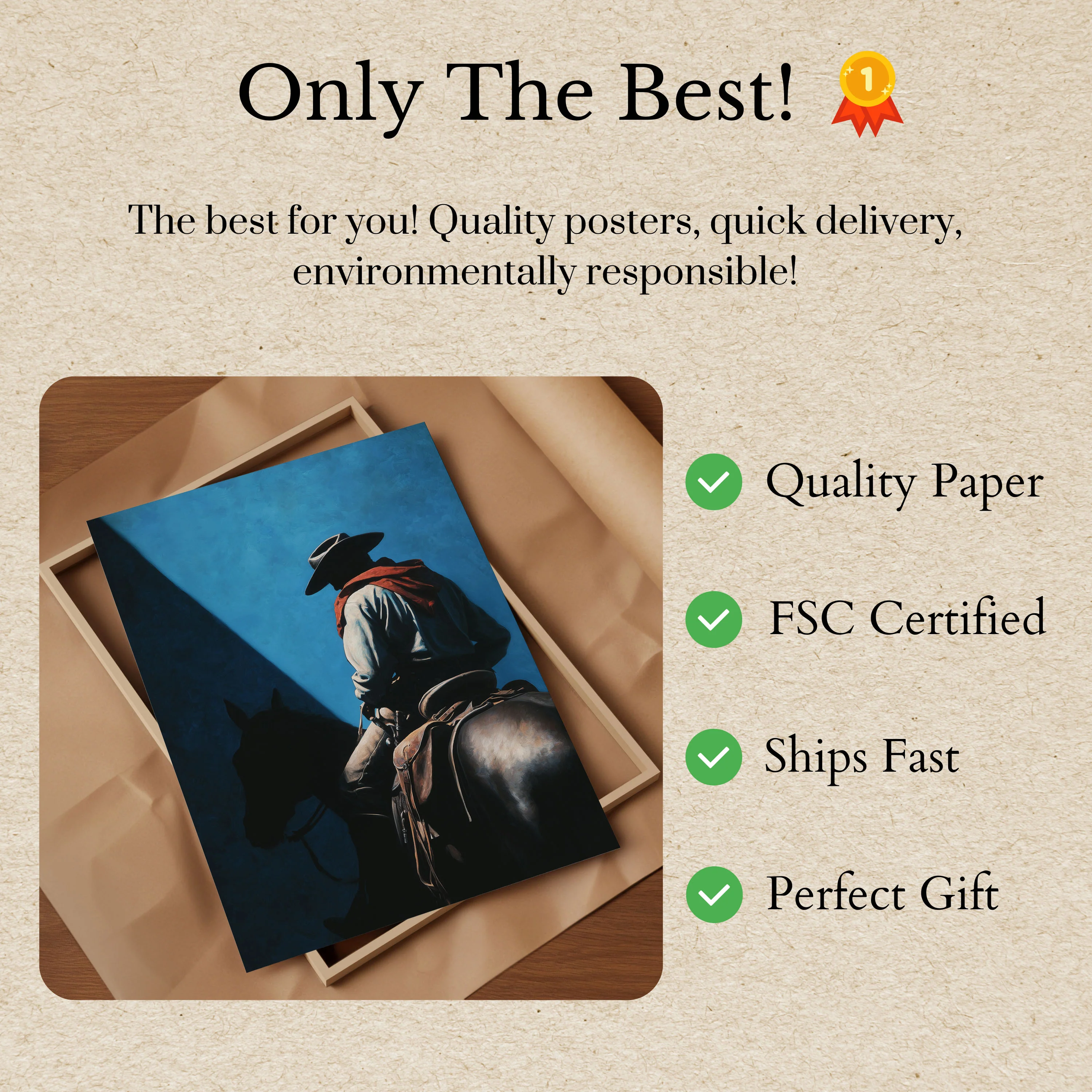 Lone Cowboy Blue Shadow Poster - Image 3