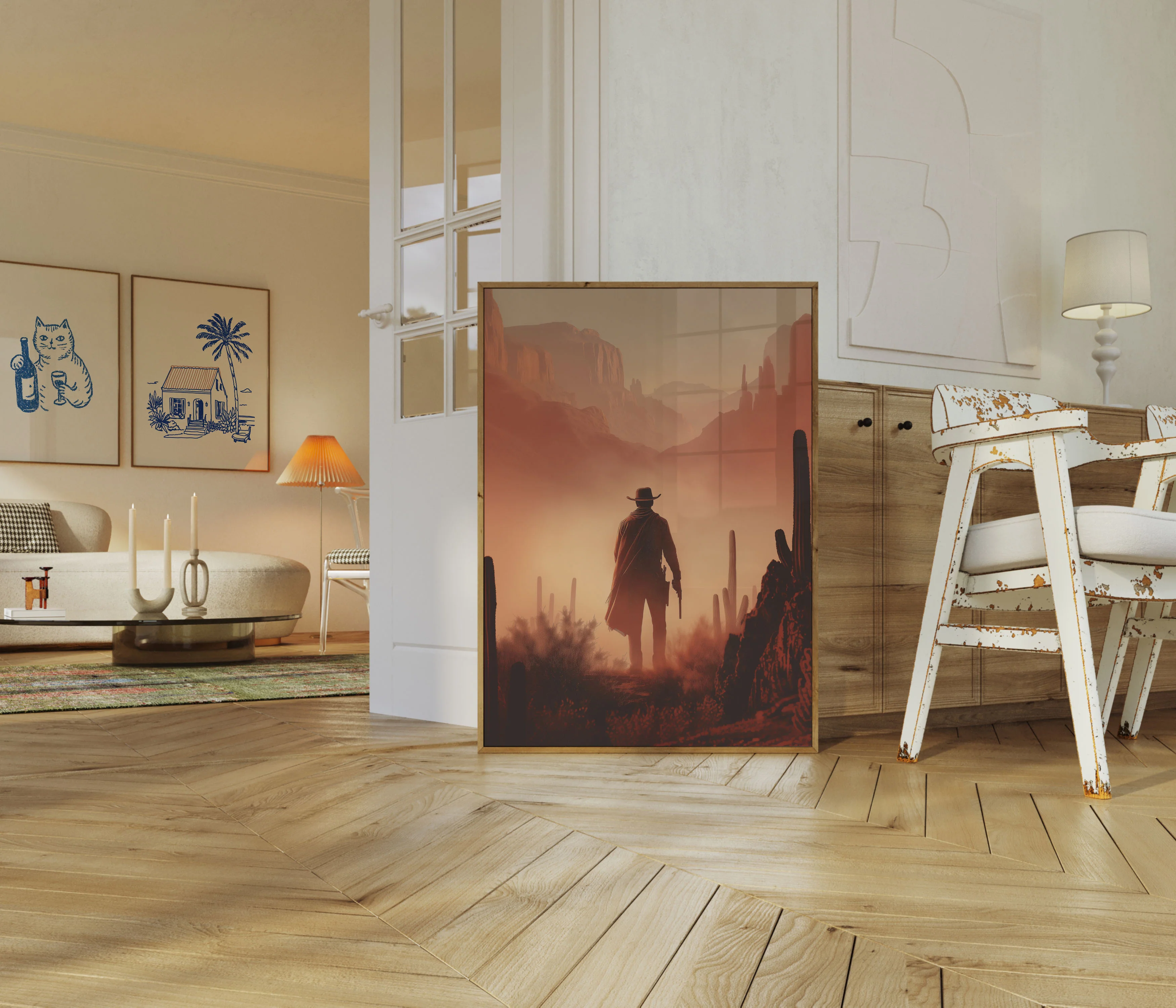 Lone Cowboy Desert Horizon Poster - Image 5