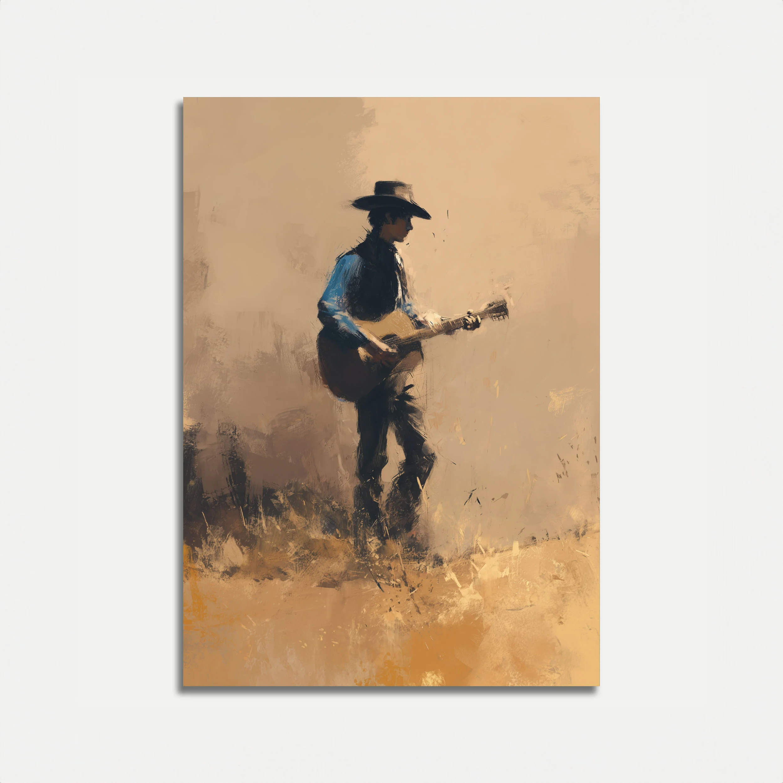 Lone Cowboy Guitar Poster