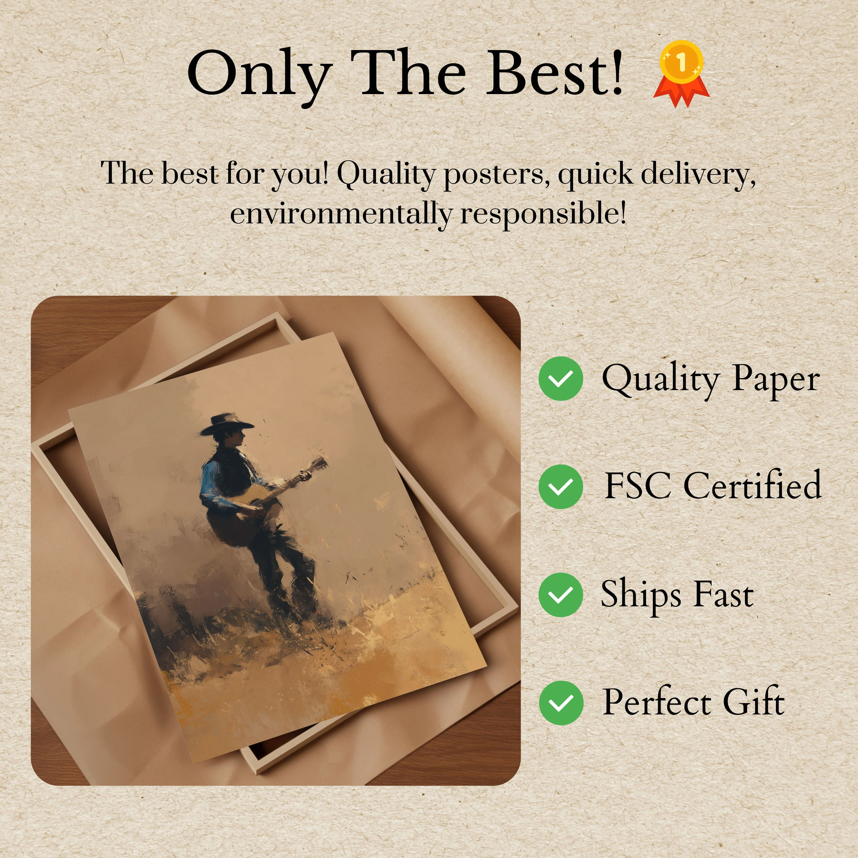 Lone Cowboy Guitar Poster - Image 3