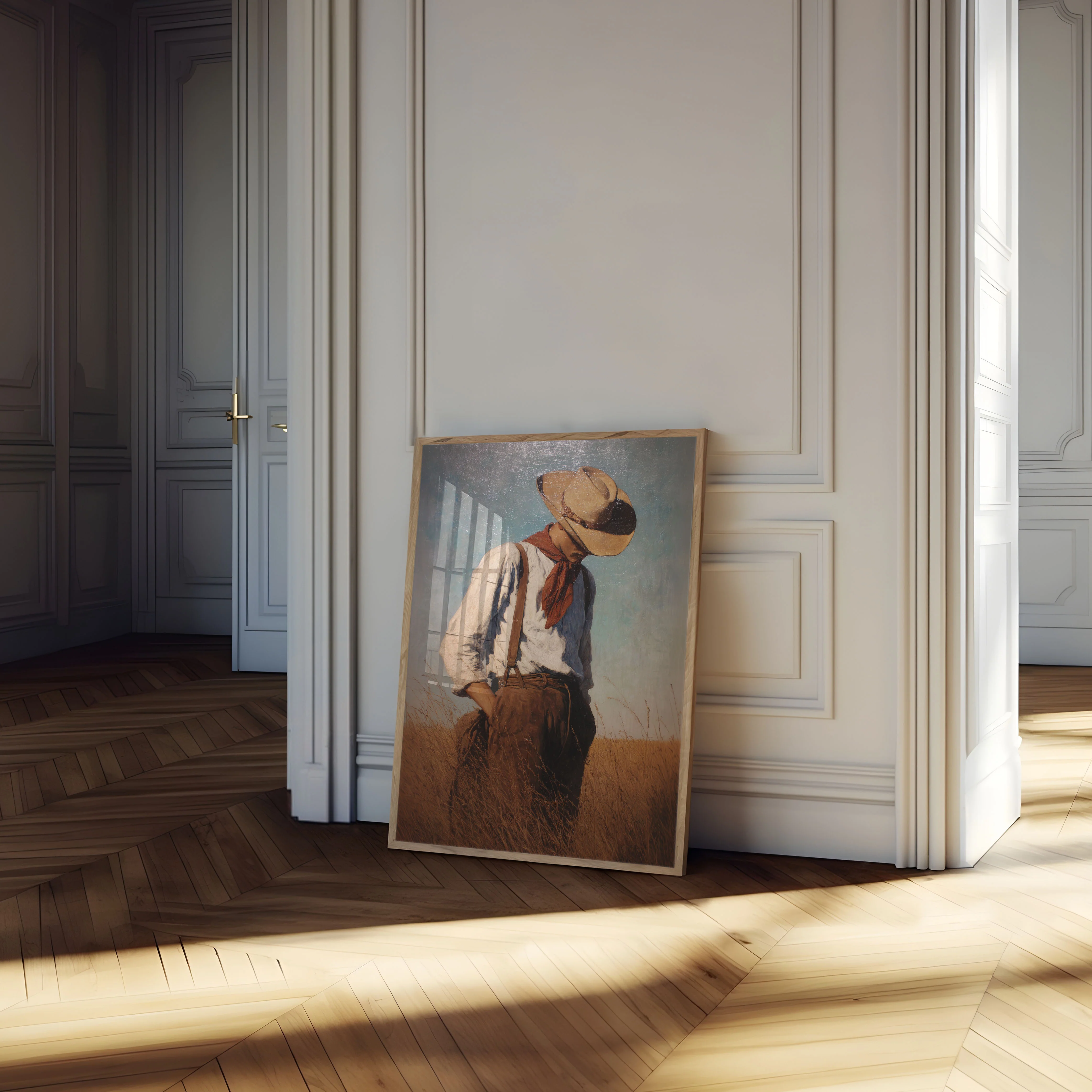 Lone Cowboy in Wheat Field Poster - Image 4